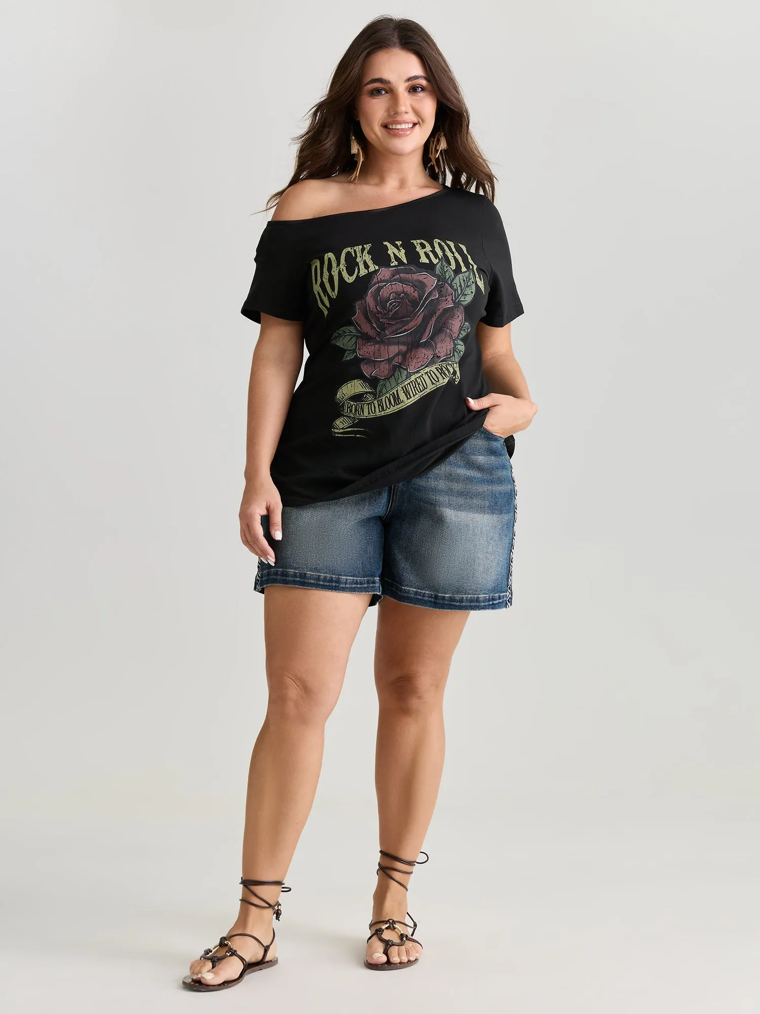 Cotton Rock And Roll Print T-Shirt sold by Bloomchic product image thumbnail 3
