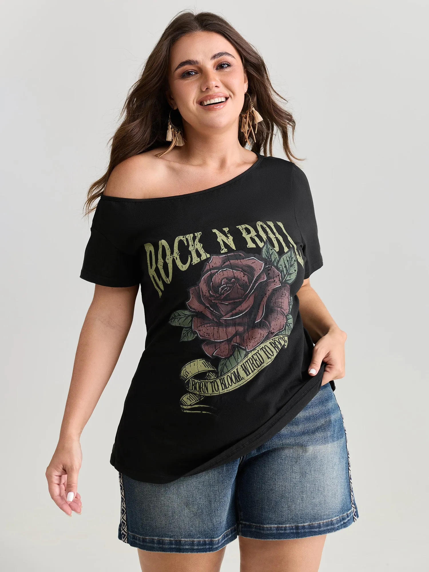 Cotton Rock And Roll Print T-Shirt sold by Bloomchic product image thumbnail 2