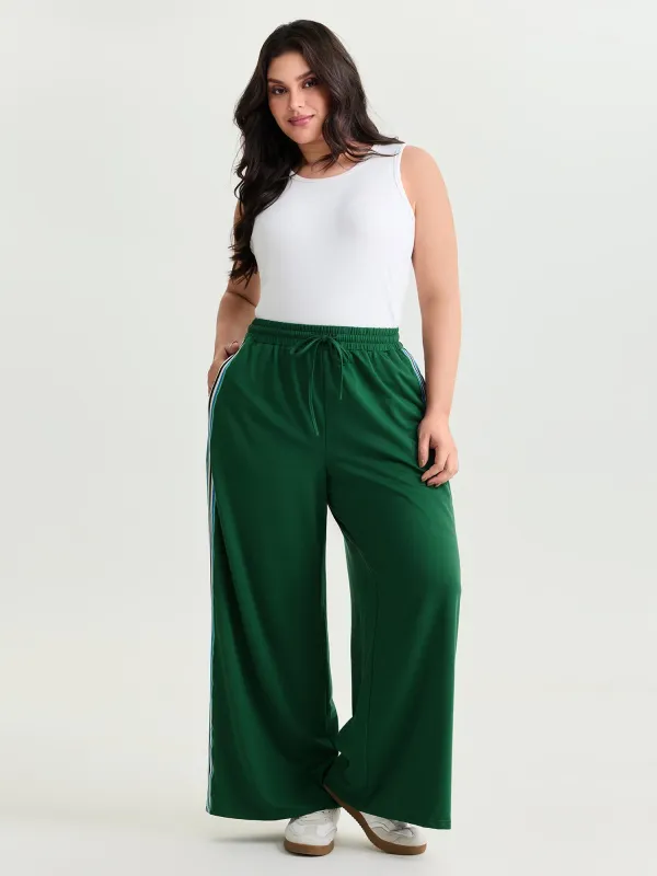 Side Striped Stretchy Waist Pants made by Bloomchic