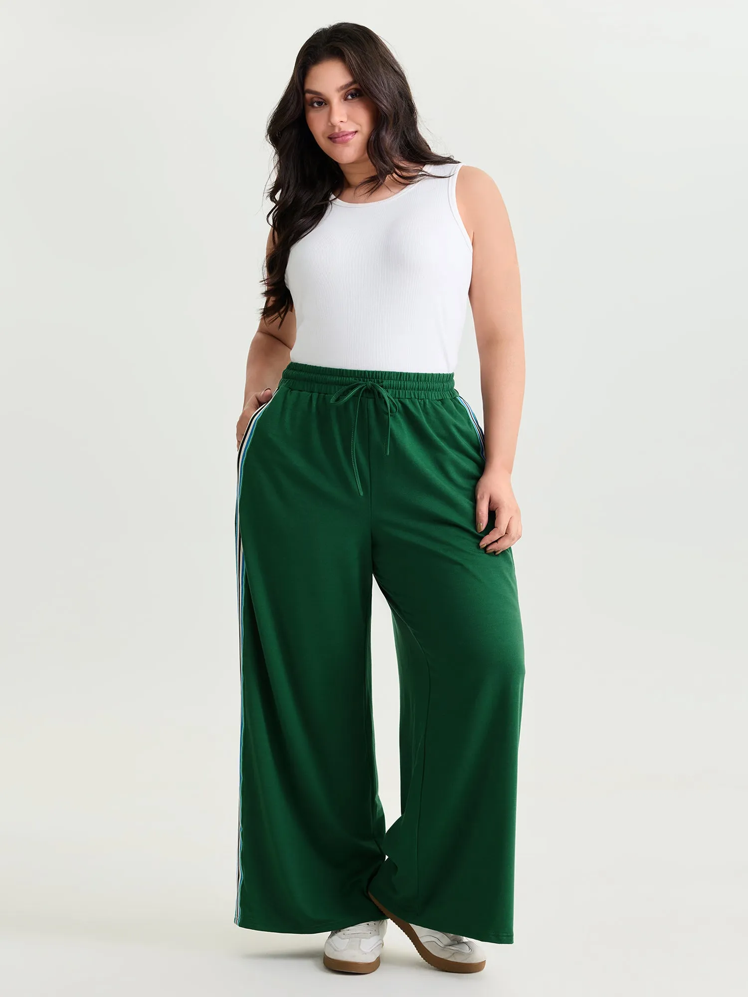 Side Striped Stretchy Waist Pants sold by Bloomchic