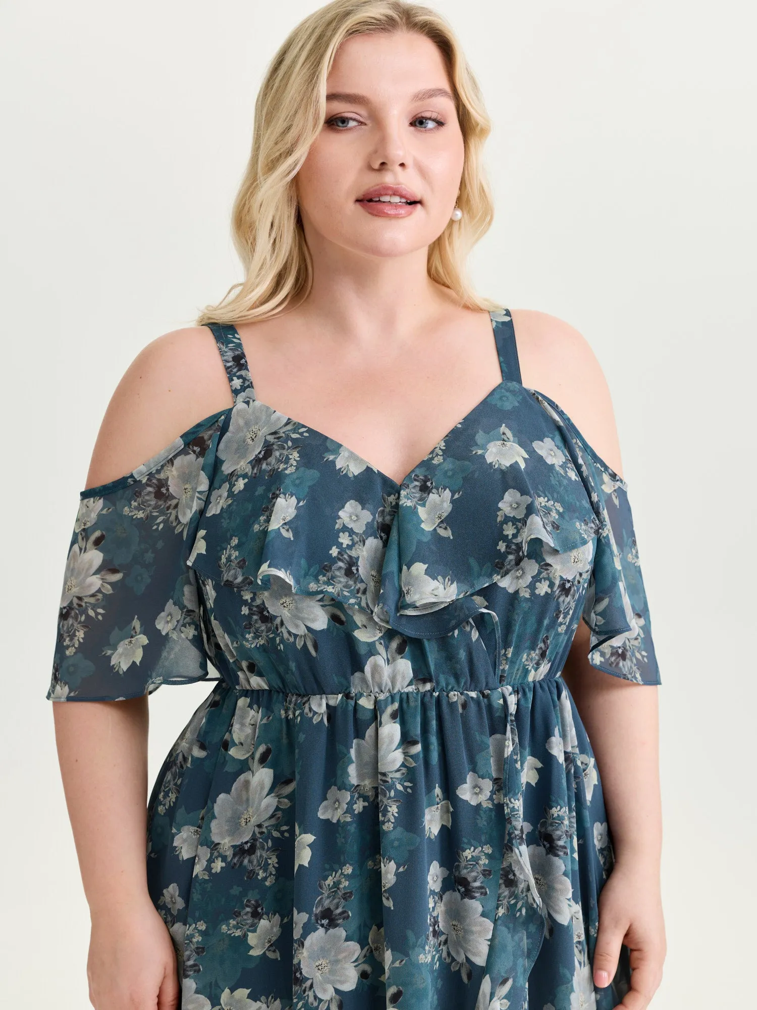 Floral Print Cold-Shoulder Midi Dress sold by Bloomchic product image thumbnail 2