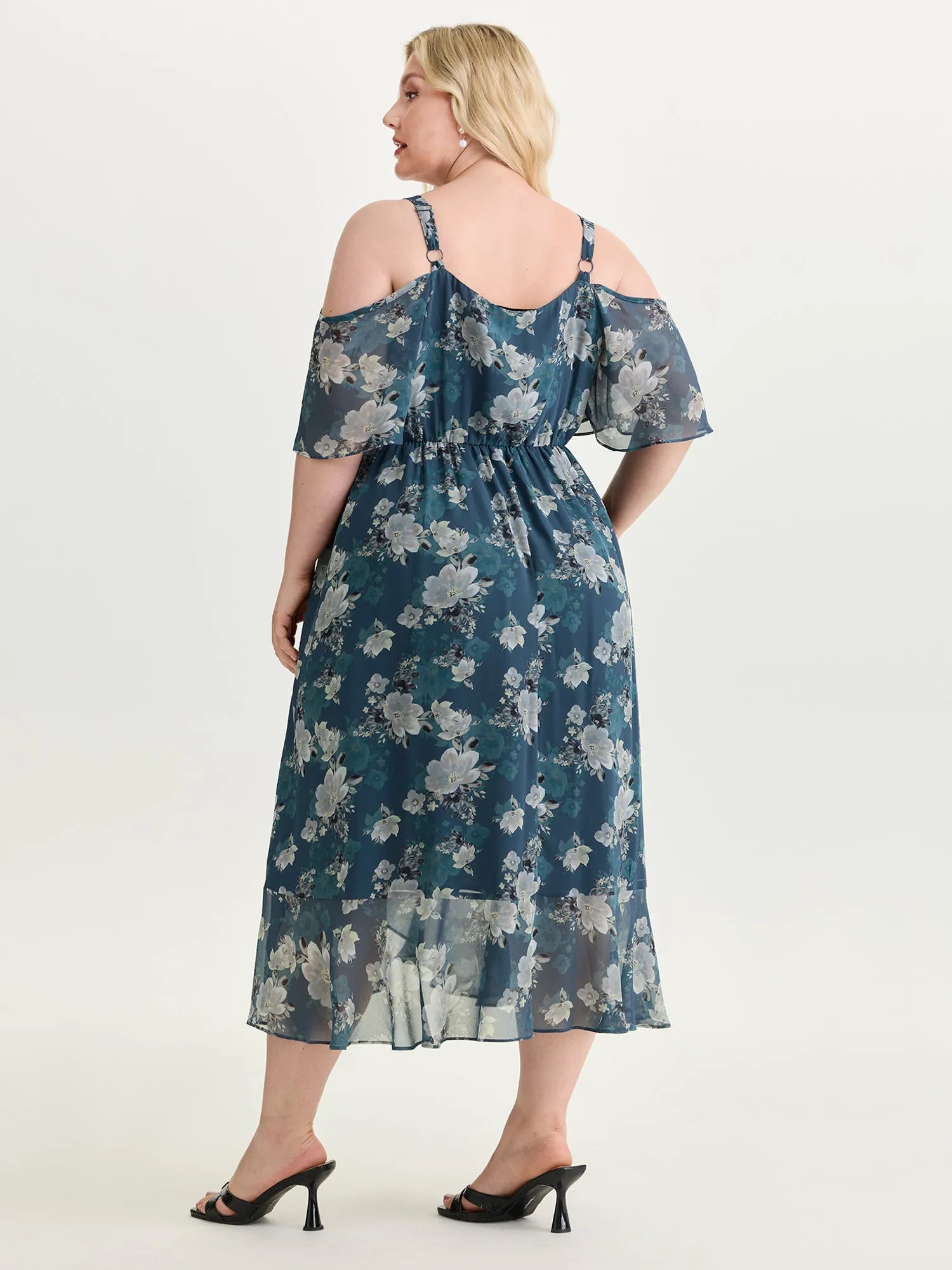 Floral Print Cold-Shoulder Midi Dress sold by Bloomchic product image thumbnail 4