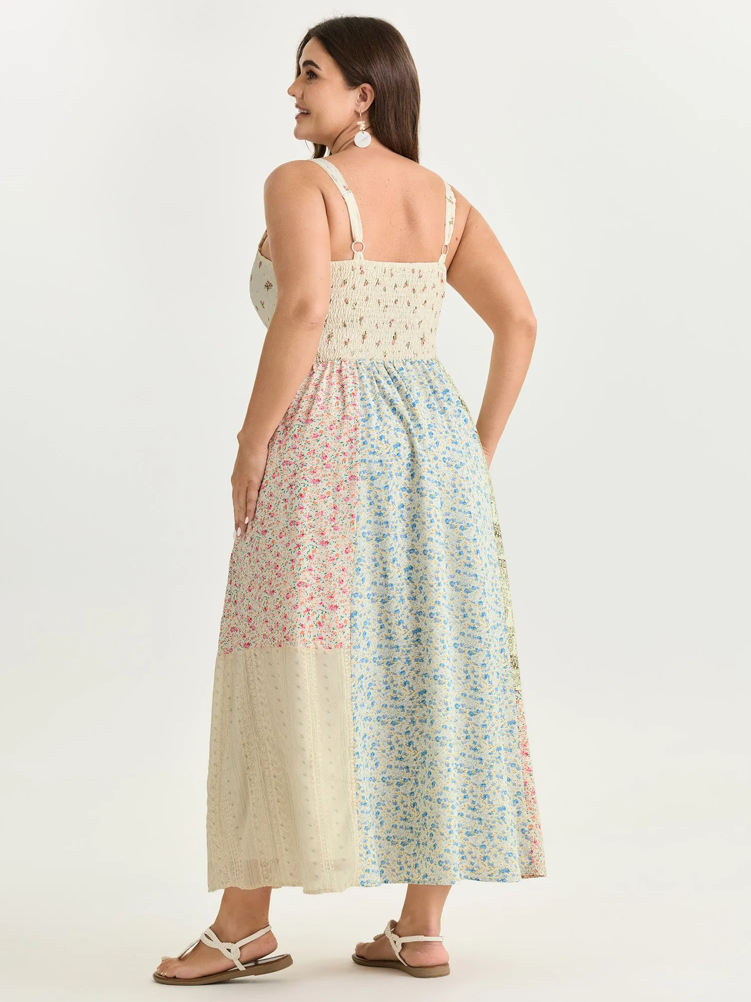 Floral Patchwork Print Drawstring Maxi Dress sold by Bloomchic product image thumbnail 3