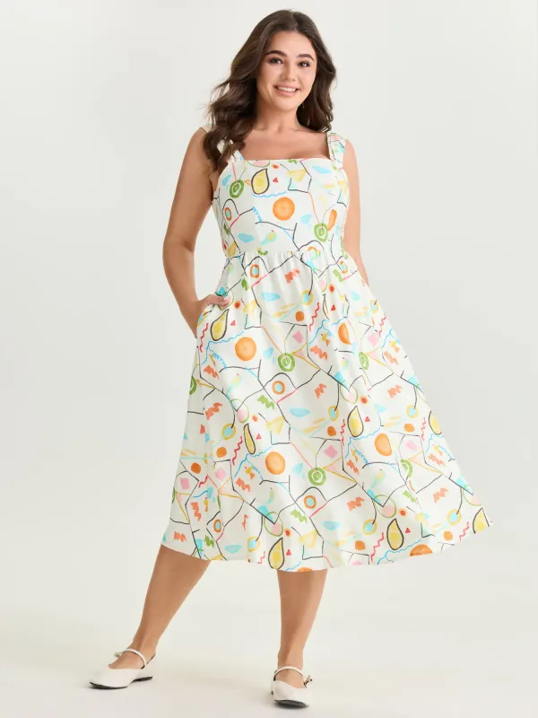 Supersoft Playful Abstract Print Midi Dress made by Bloomchic
