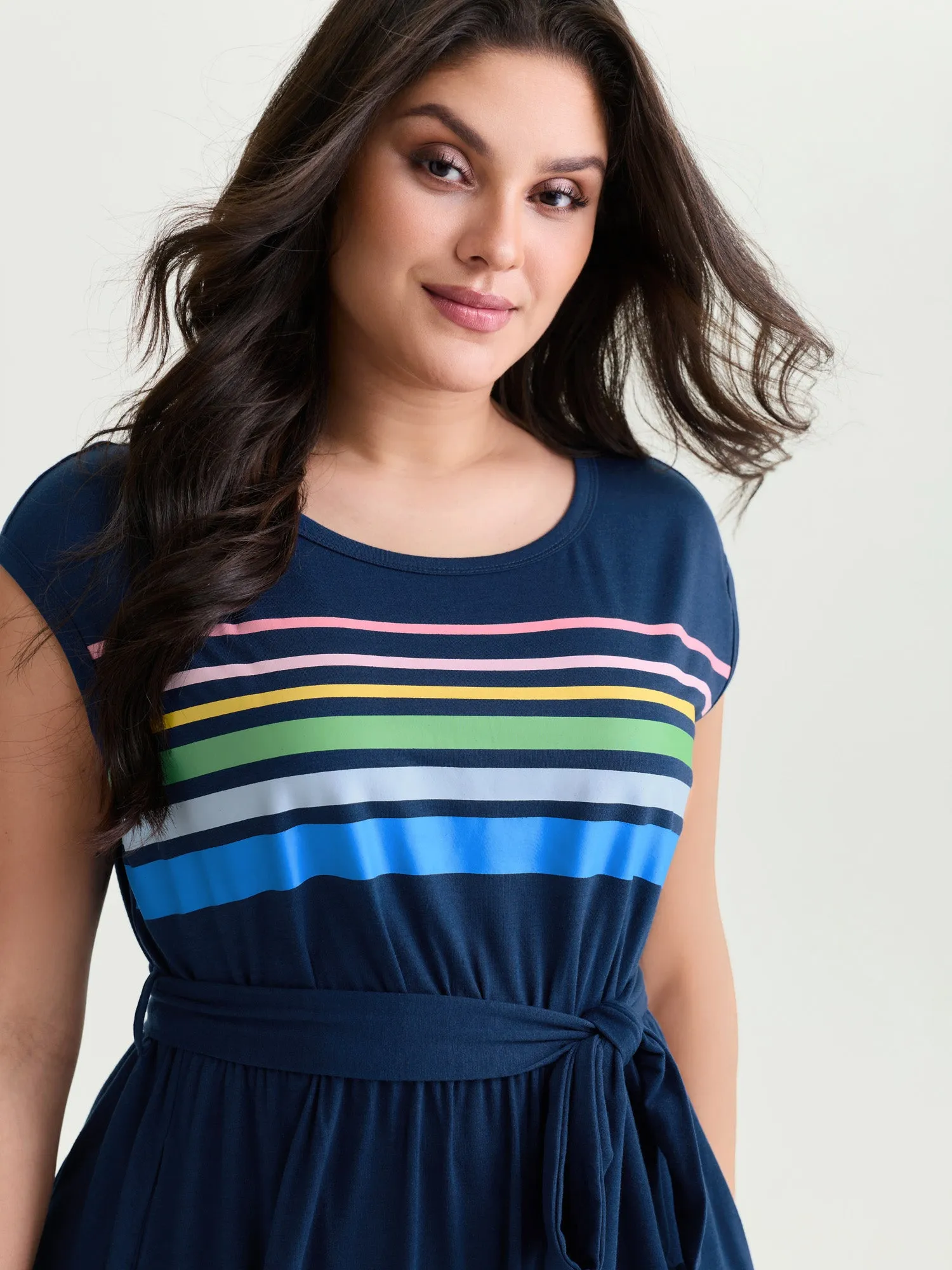 Supersoft Colorful Striped Print Mini Dress sold by Bloomchic product image thumbnail 2