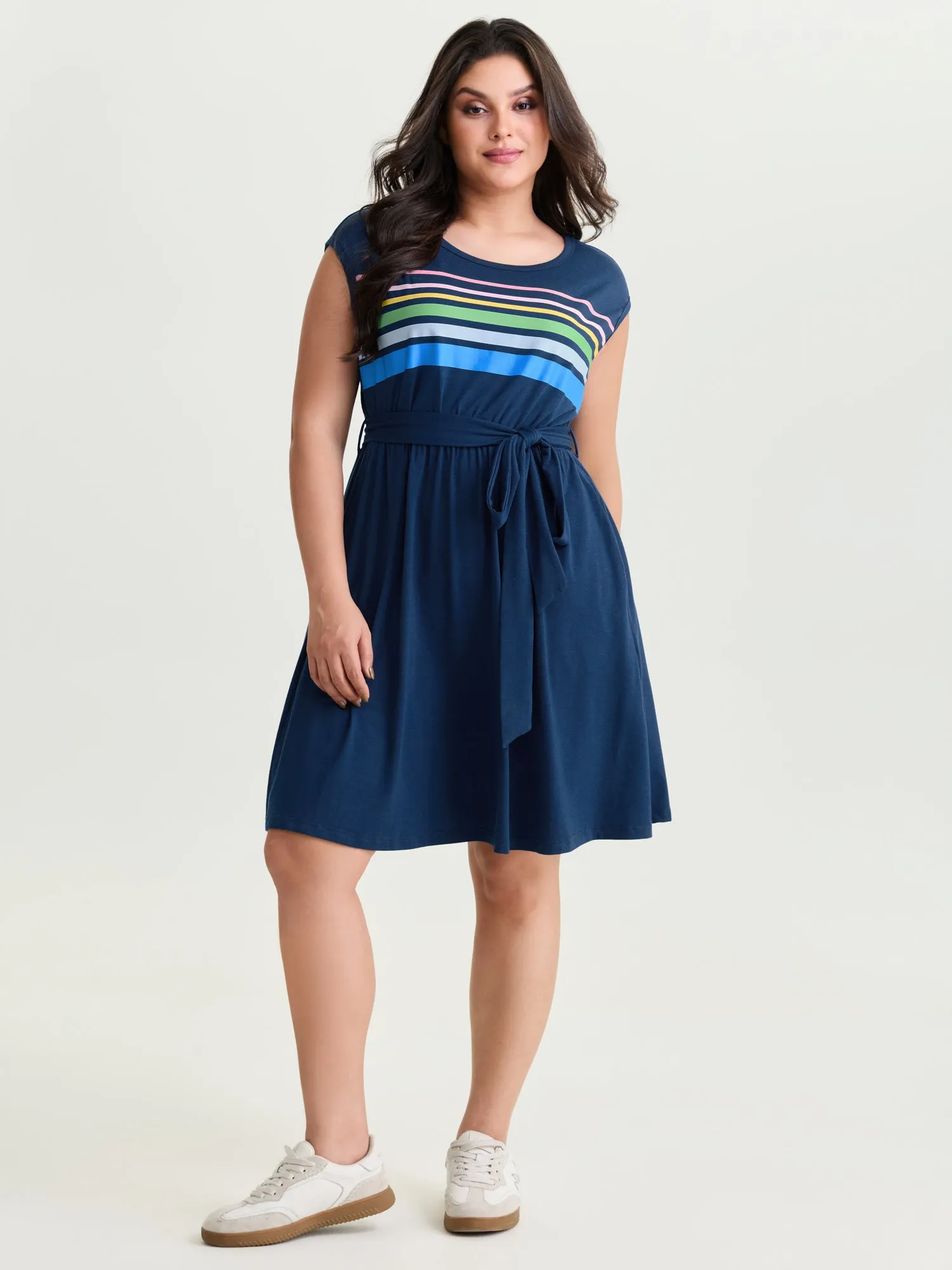 Supersoft Colorful Striped Print Mini Dress sold by Bloomchic product image thumbnail 3