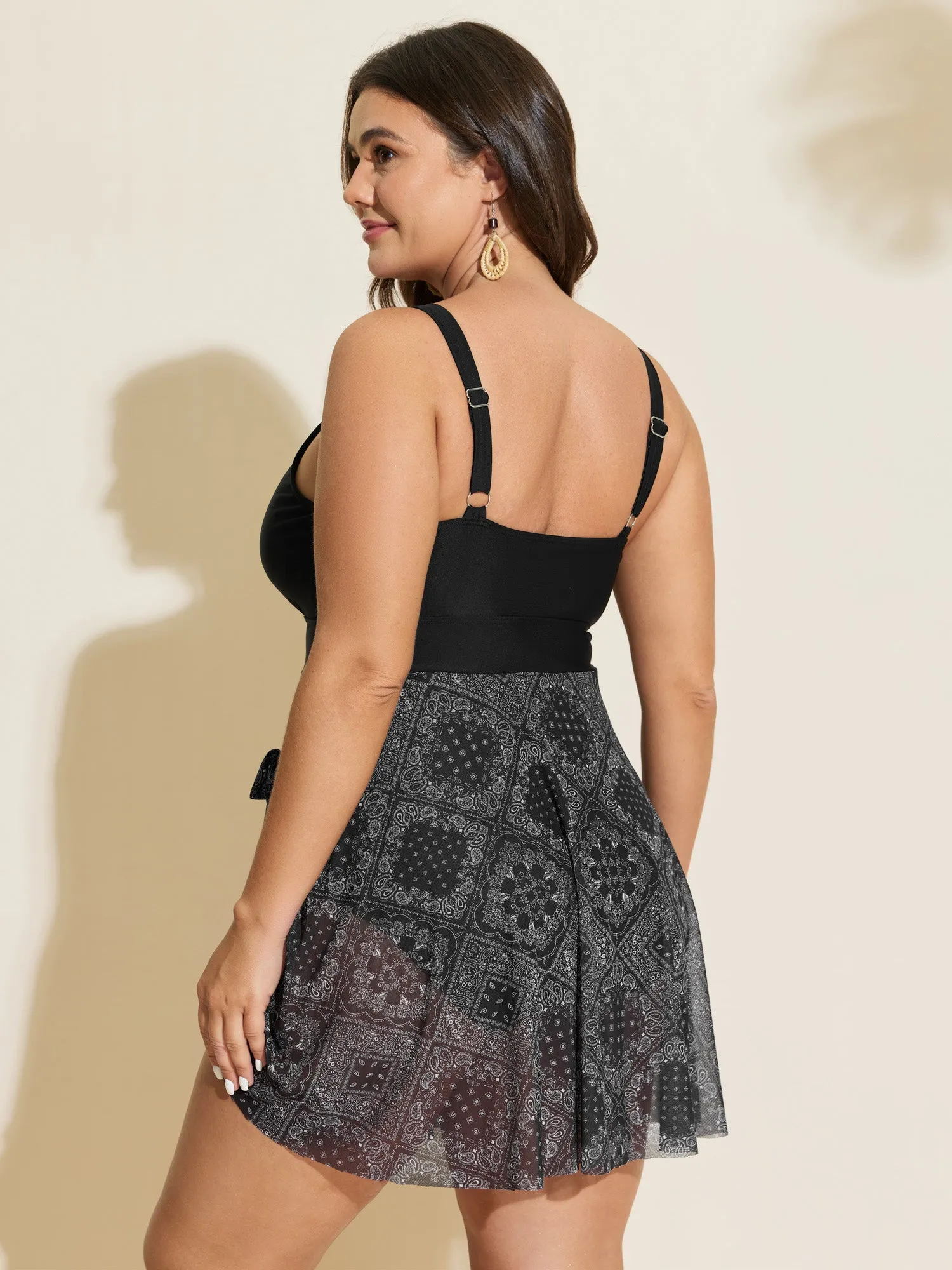 Geometric Print Embroidered Neckline Swim Dress sold by Bloomchic product image thumbnail 4