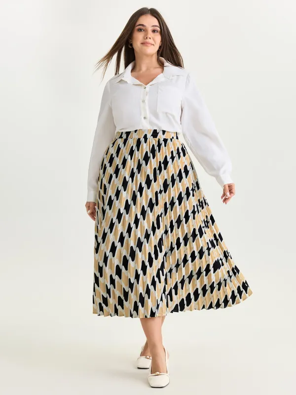 Abstract Print Pleated Maxi Dress made by Bloomchic