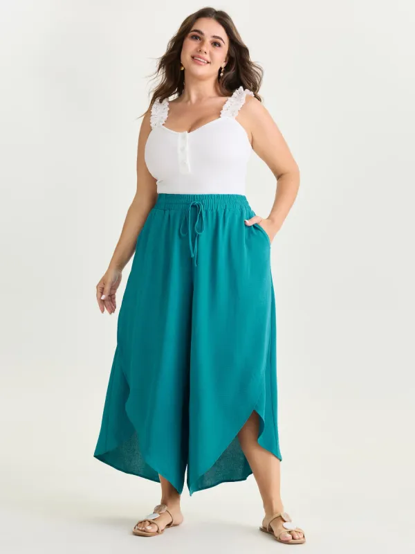 Petal Hem Split Wide leg Pants made by Bloomchic