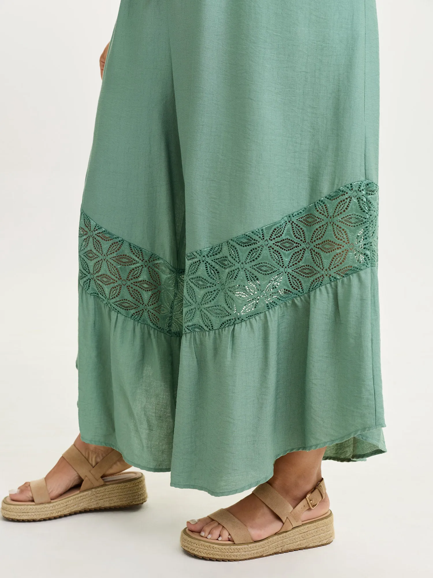 Lace Trim Sheer Sleeve Jumpsuit sold by Bloomchic product image thumbnail 4