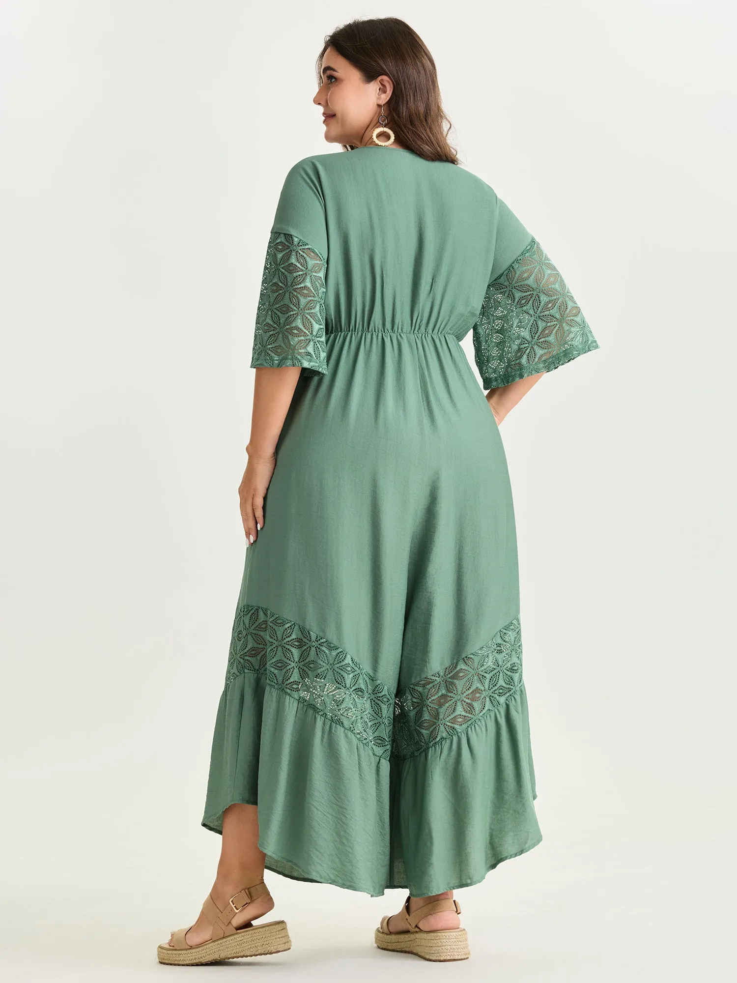 Lace Trim Sheer Sleeve Jumpsuit sold by Bloomchic product image thumbnail 5