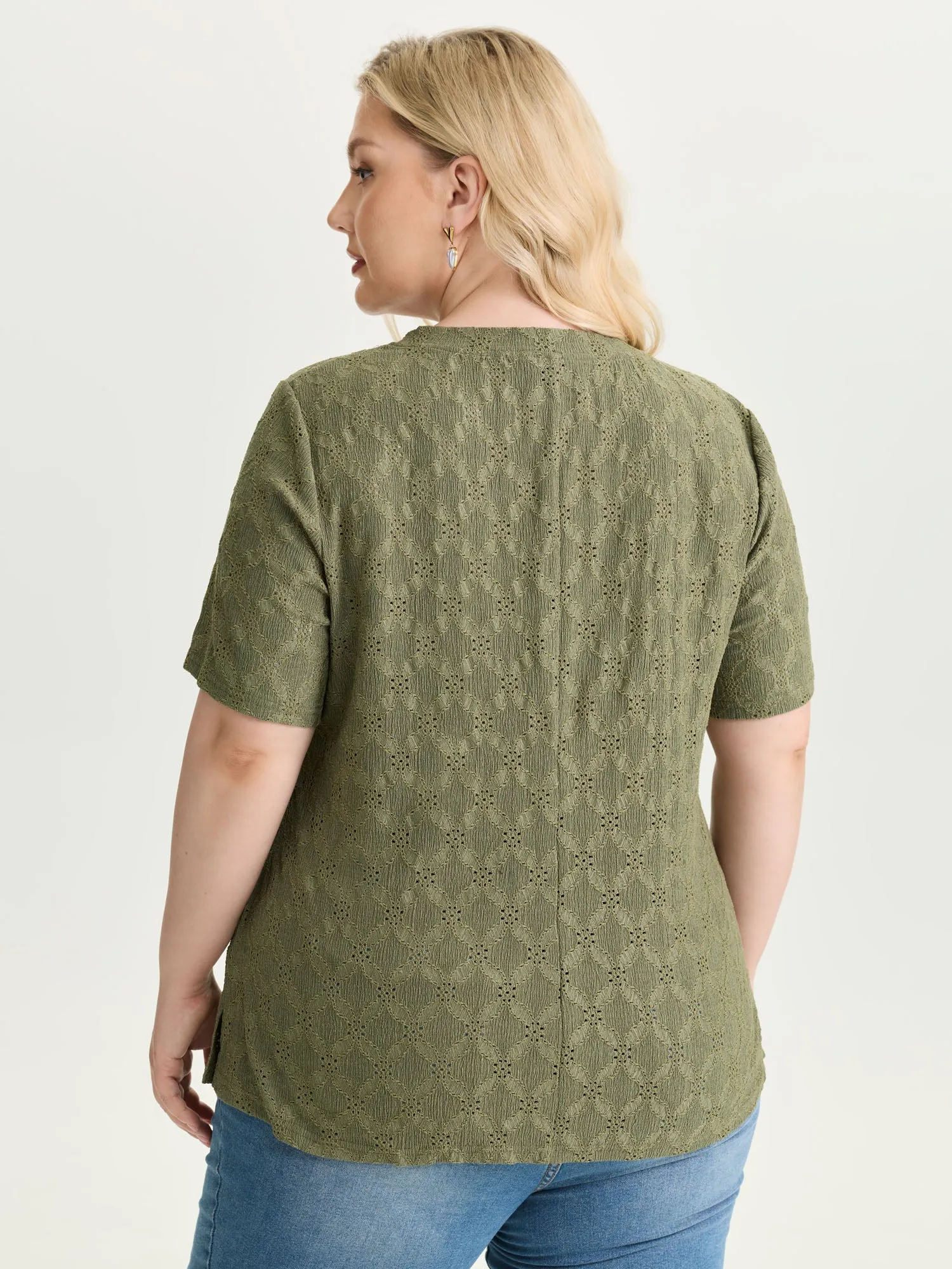 Lace Cut-Out Trim Neck-Tie T-Shirt sold by Bloomchic product image thumbnail 4