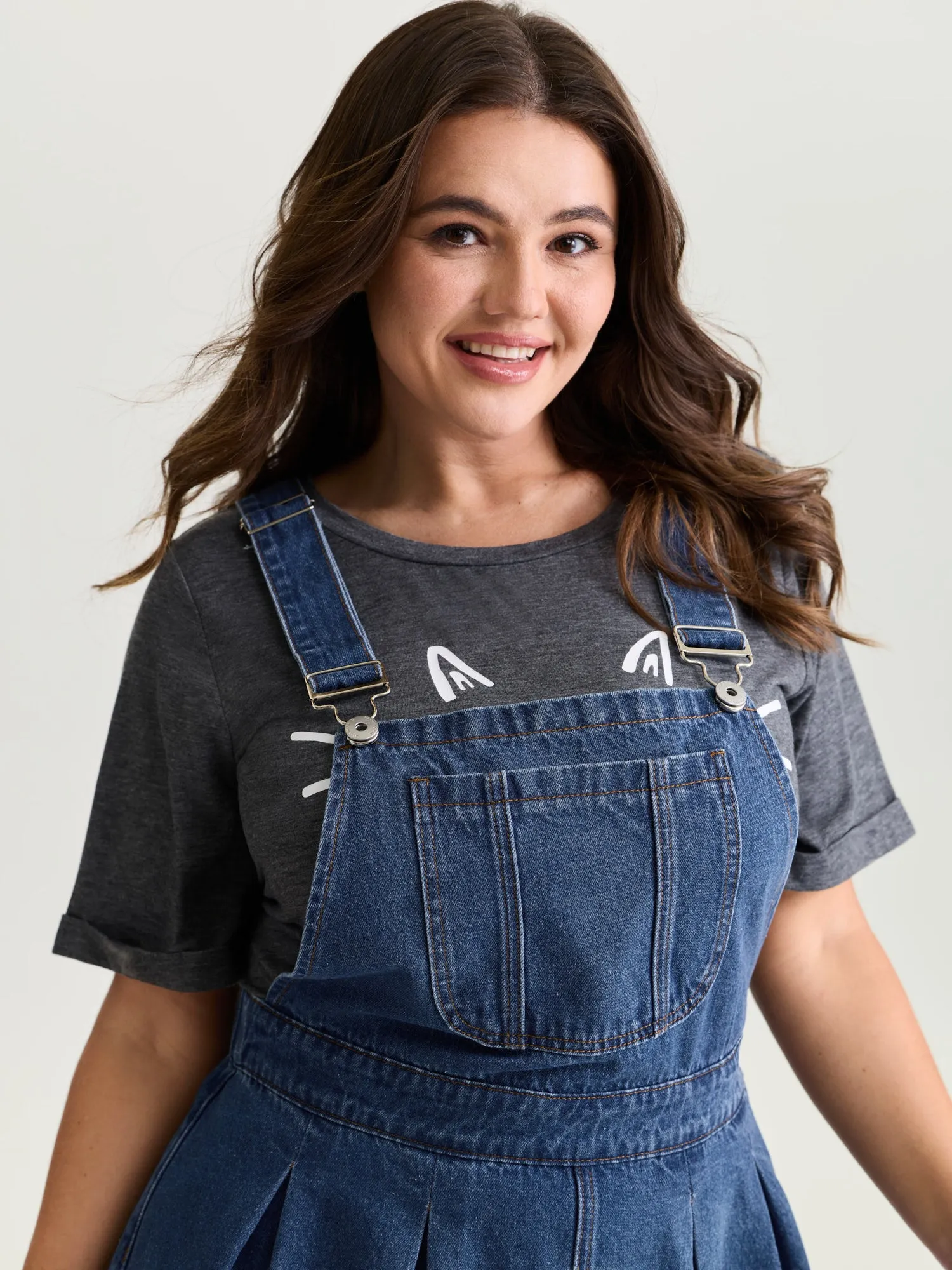 Elastic Waistband Adjustable Overall Denim Dress sold by Bloomchic product image thumbnail 2