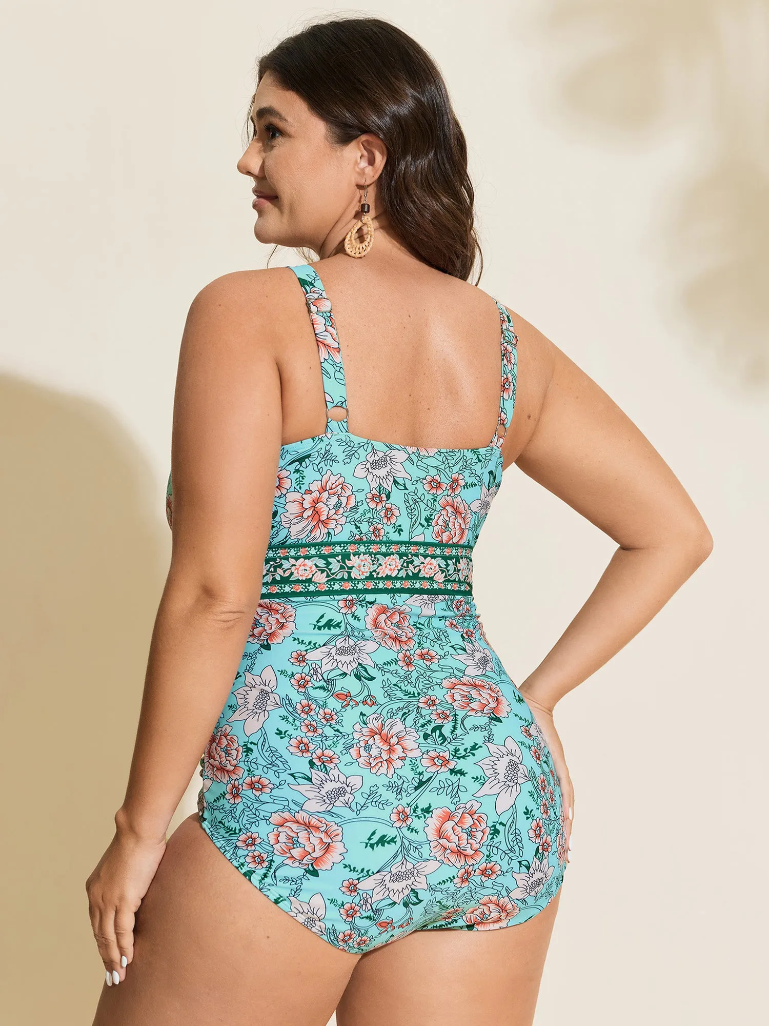 Floral Print Tummy-Control One-Piece Swimsuit sold by Bloomchic product image thumbnail 4