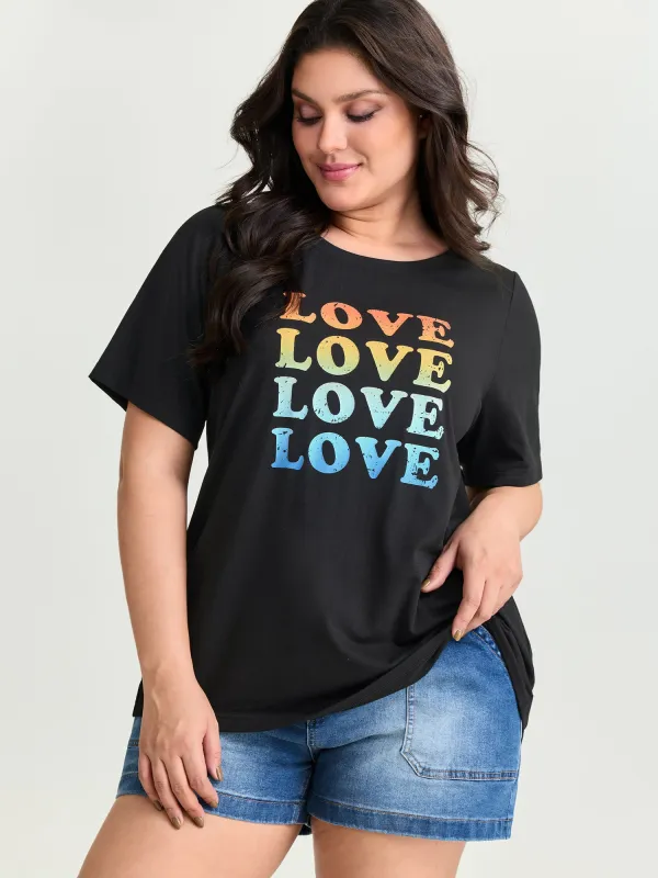 Supersoft Vibrant Love Print Stretchy Fit T-Shirt made by Bloomchic