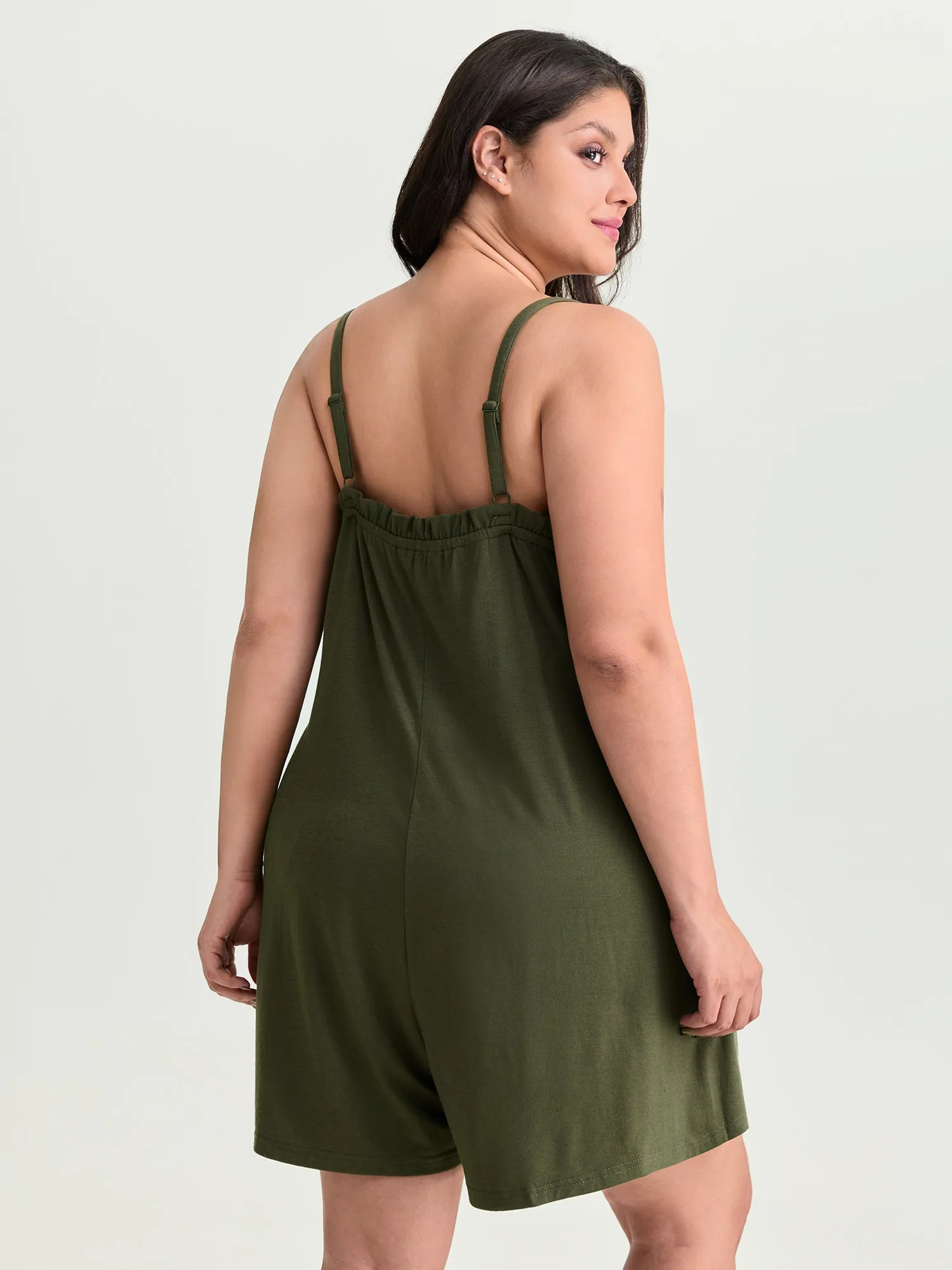 Supersoft Stretchy Ruffled Drawstring Neckline Romper sold by Bloomchic product image thumbnail 5