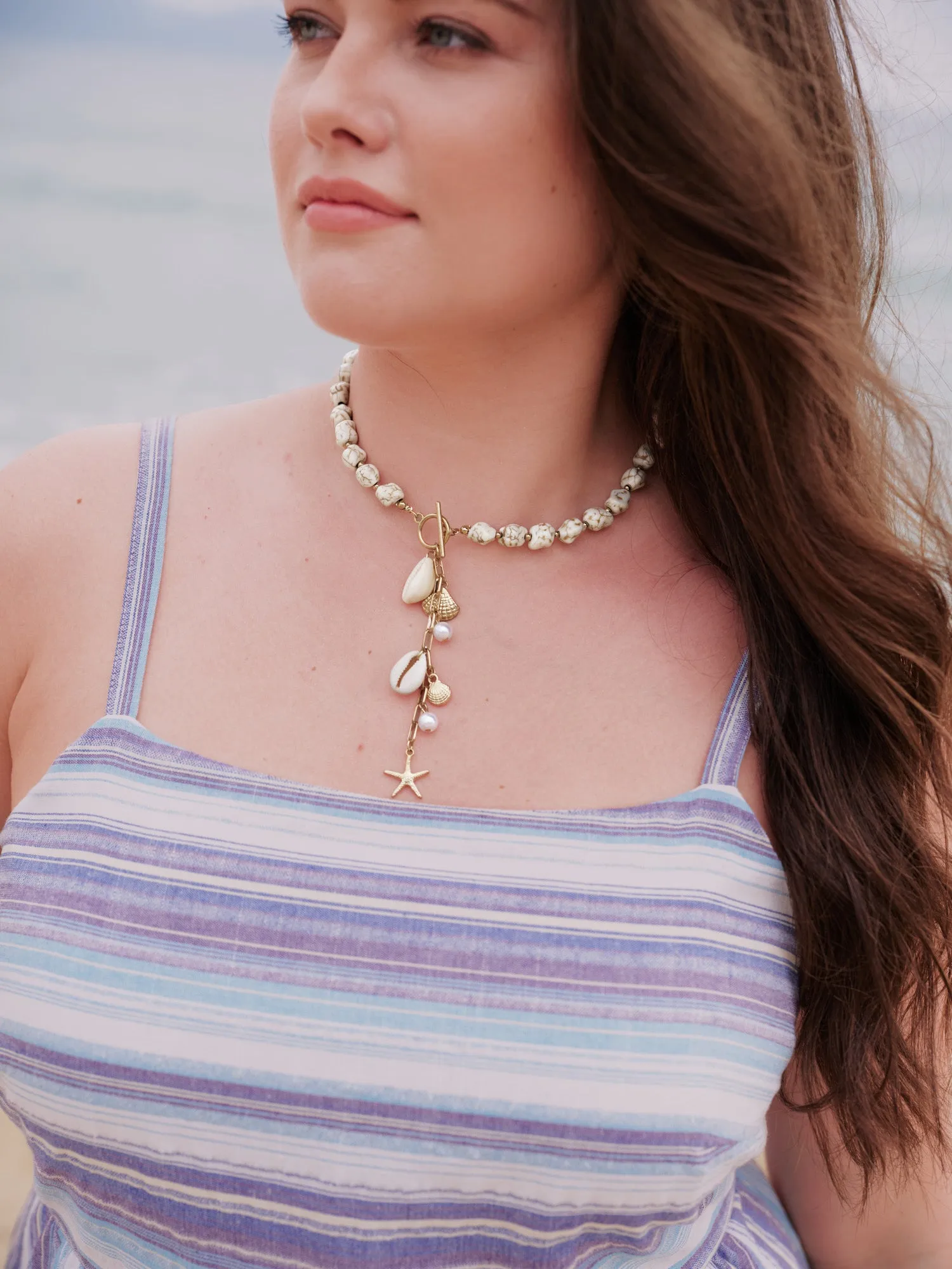Gold Starfish Shell Pearl Toggle Clasp Jewelry Set sold by Bloomchic product image thumbnail 2
