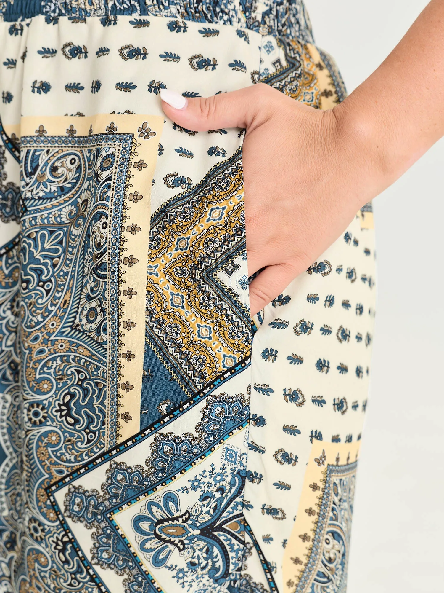 Supersoft Geometric Print Shirred Waist Pants sold by Bloomchic product image thumbnail 3
