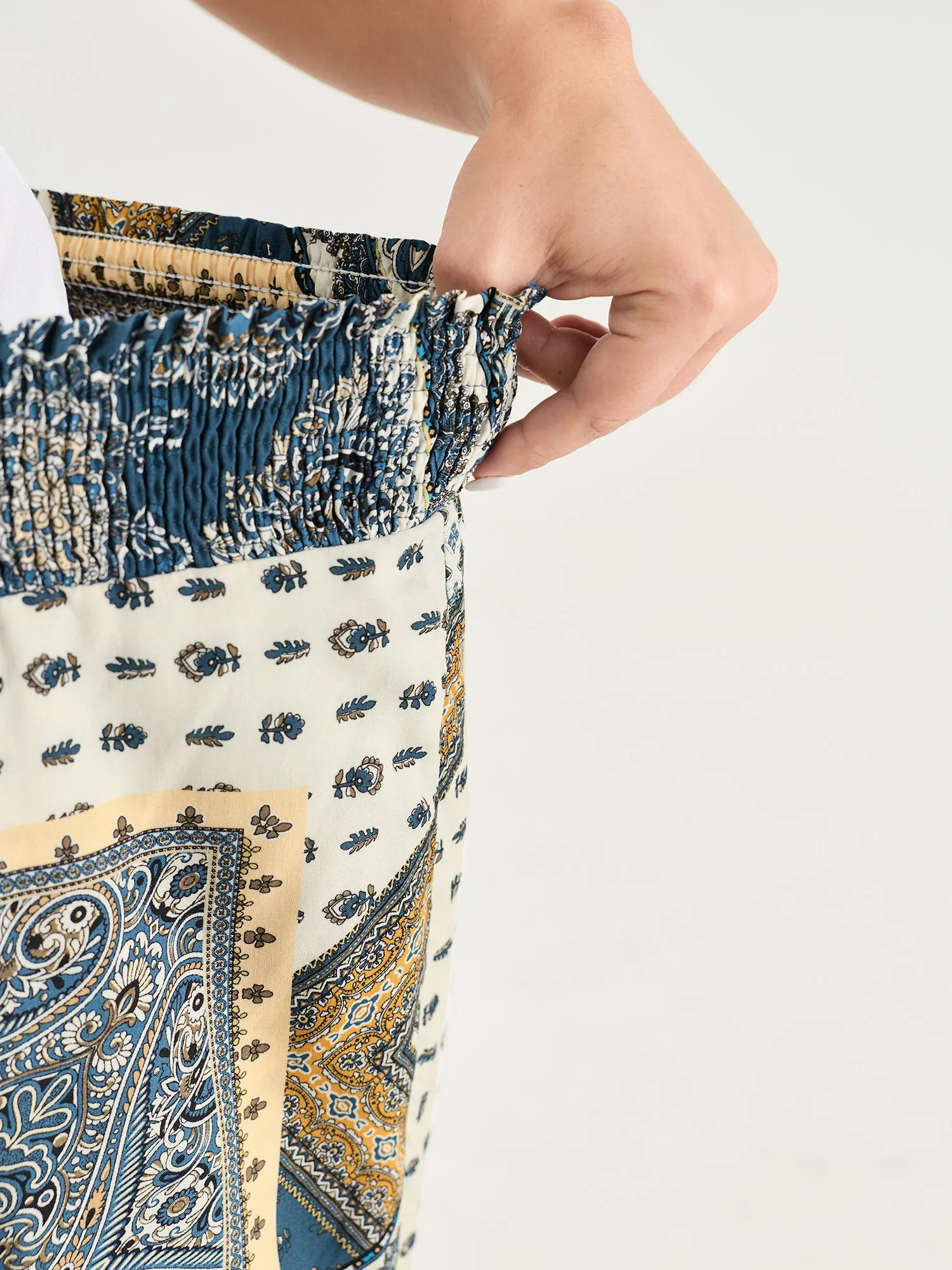 Supersoft Geometric Print Shirred Waist Pants sold by Bloomchic product image thumbnail 4