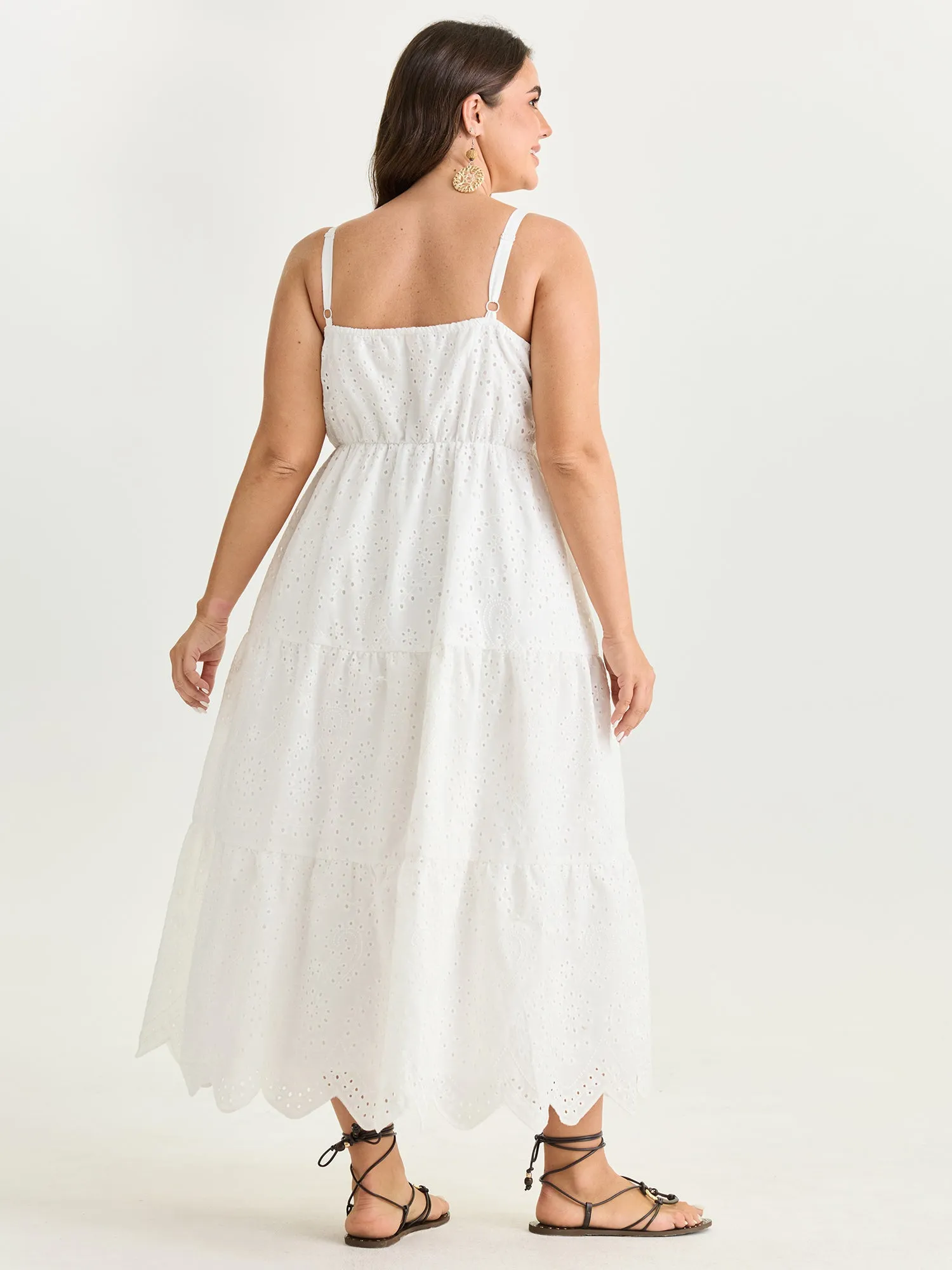 Eyelet Embroidery Cinched Waist Maxi Dress sold by Bloomchic product image thumbnail 5