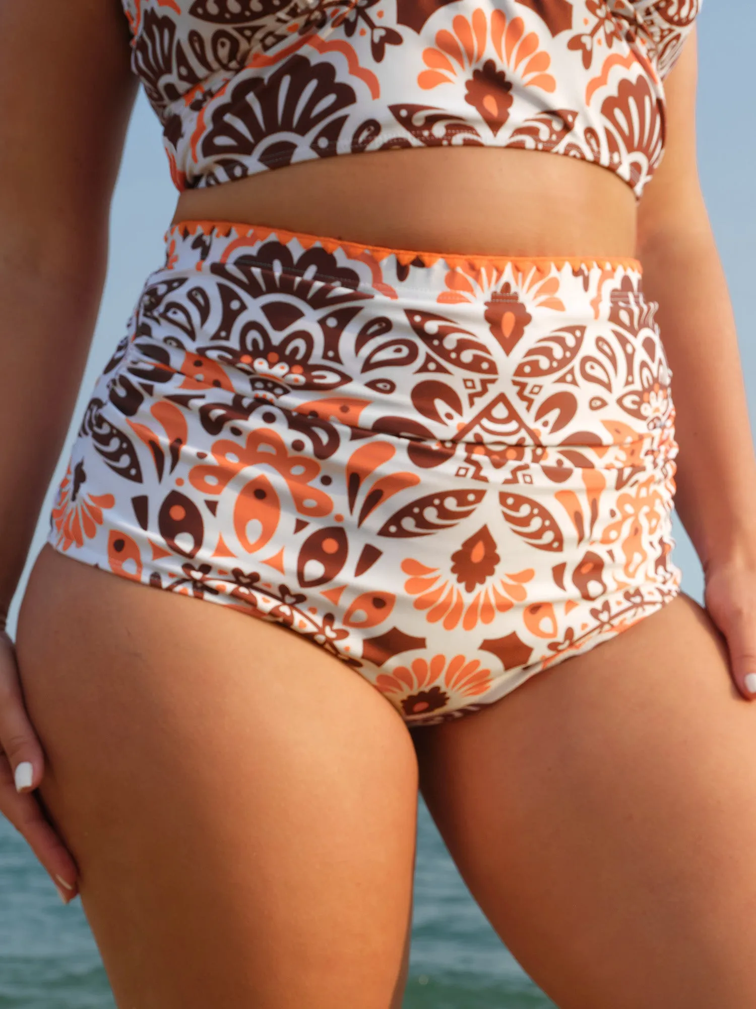 Geometric Print High Waisted Bikini Bottoms sold by Bloomchic