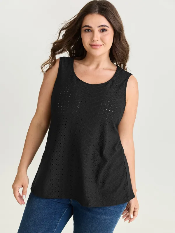Stretchy Textured Round Neck Tank Top made by Bloomchic