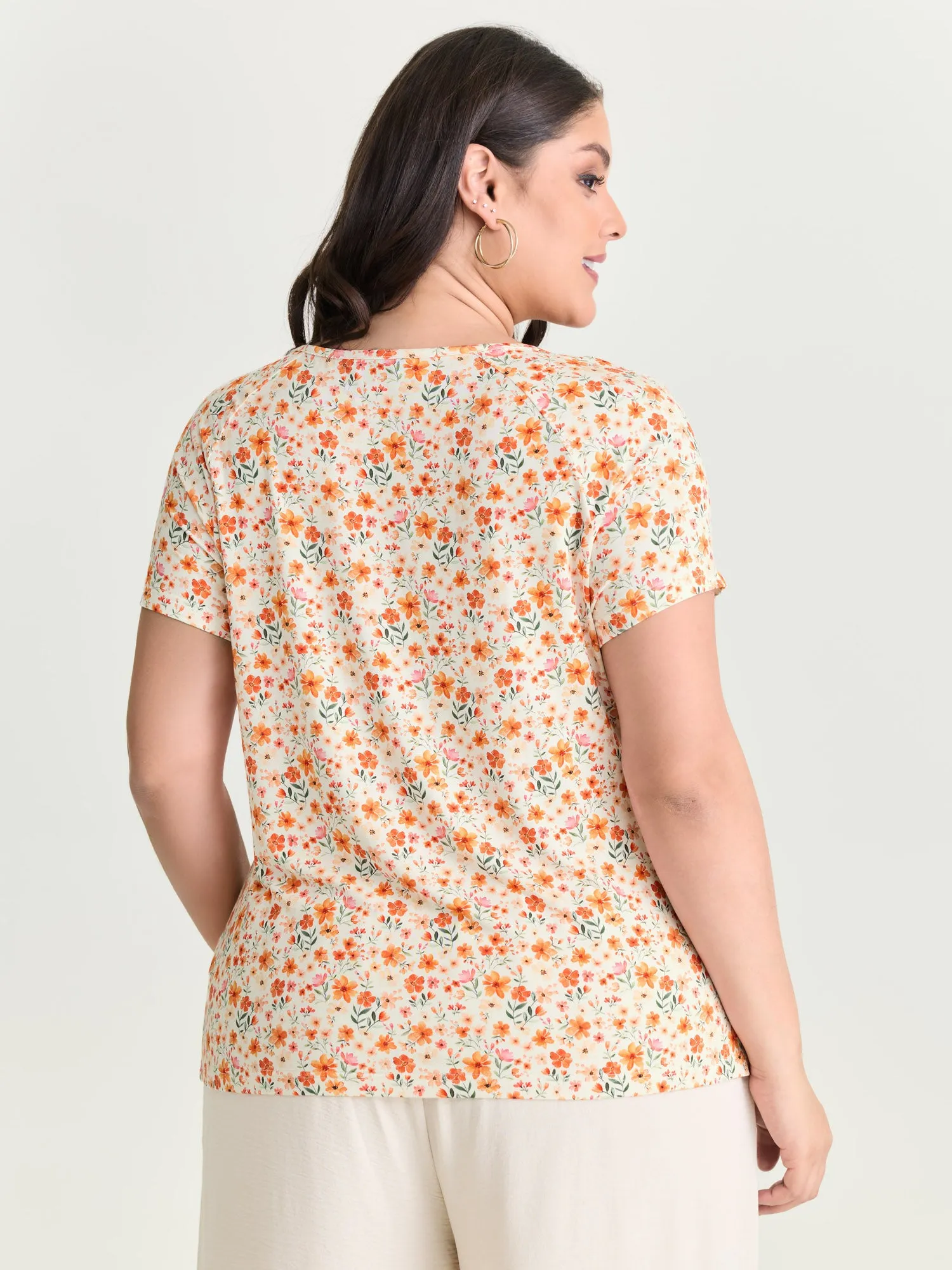 Floral Print Overlap Pleats Knit Top sold by Bloomchic product image thumbnail 4