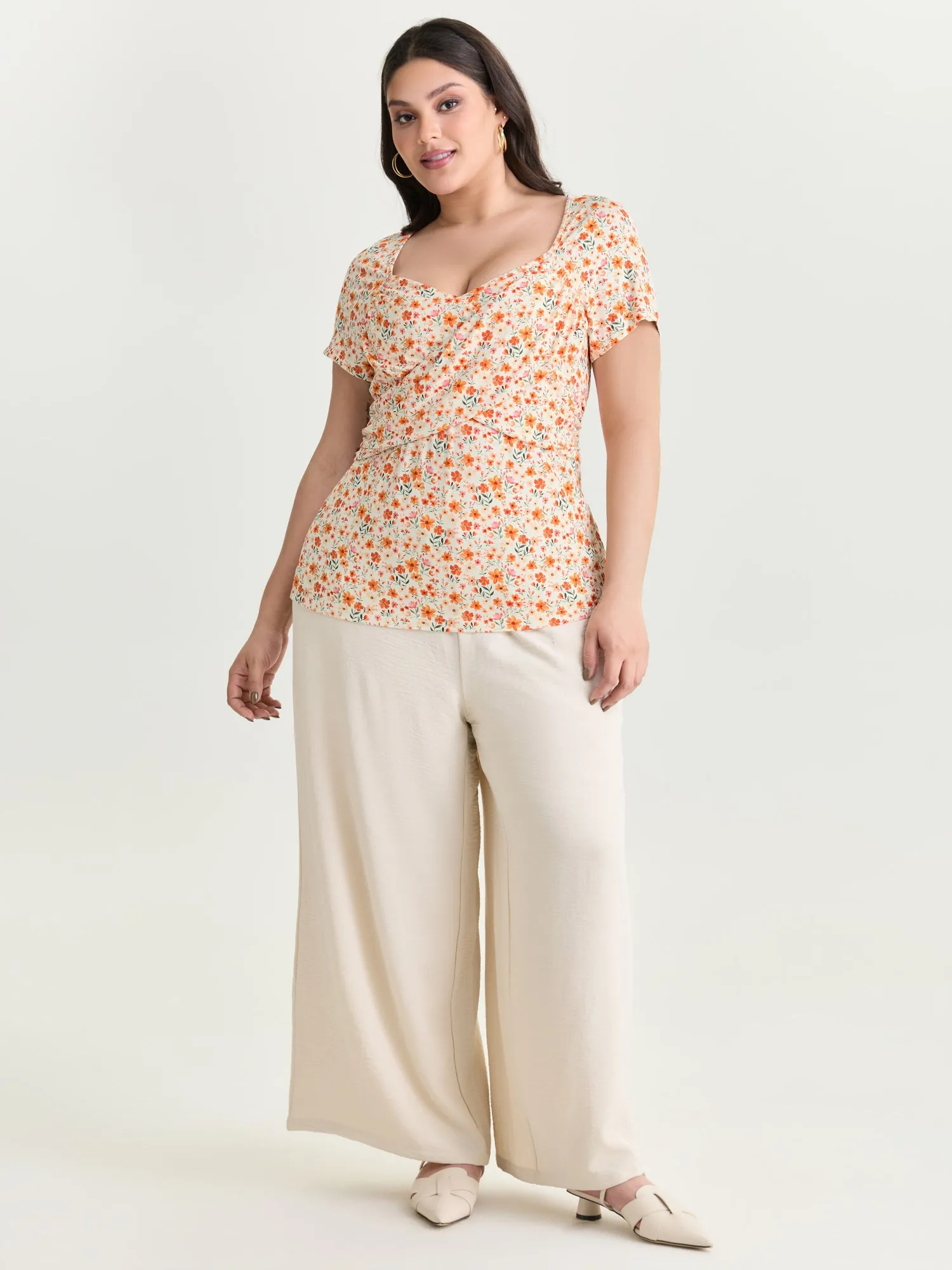 Floral Print Overlap Pleats Knit Top sold by Bloomchic product image thumbnail 3