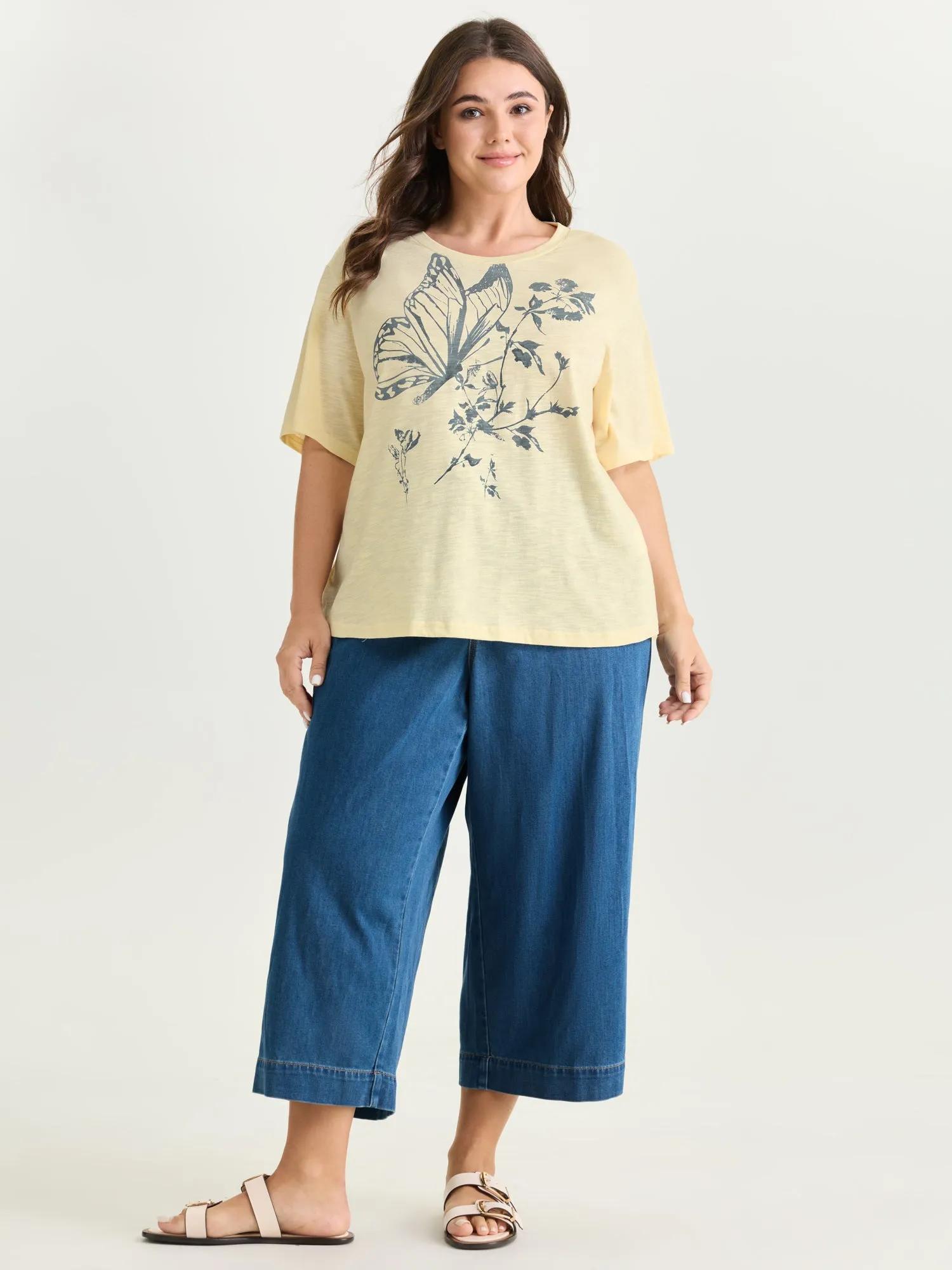Butterfly Print Round Neck T-Shirt sold by Bloomchic product image thumbnail 3