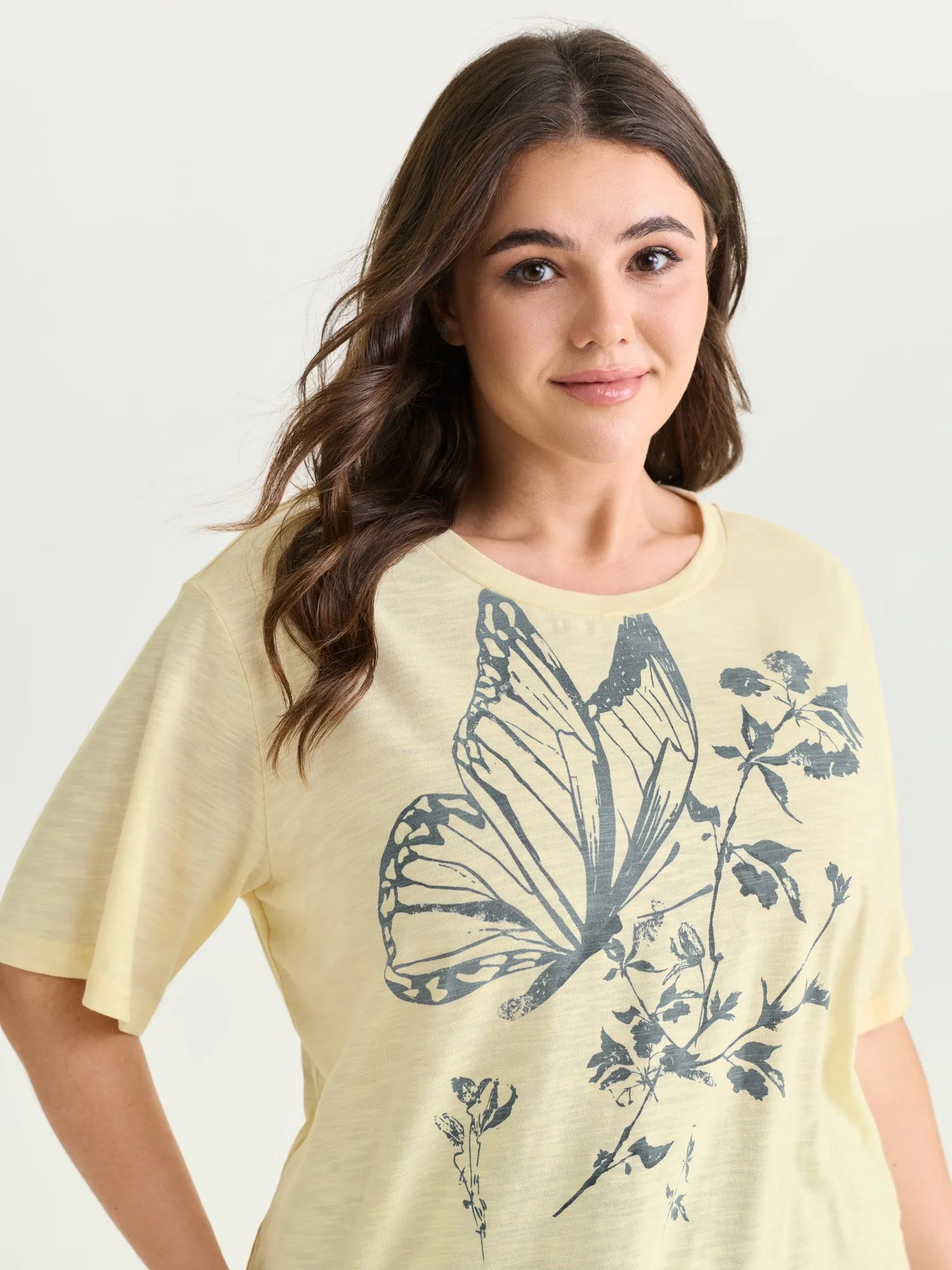 Butterfly Print Round Neck T-Shirt sold by Bloomchic product image thumbnail 2