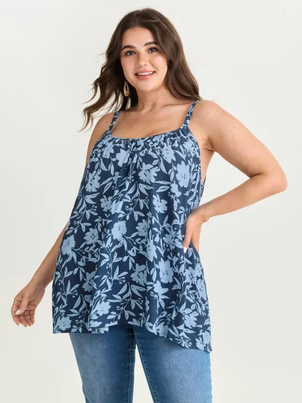 Fresh Floral Pleated Tank Top made by Bloomchic