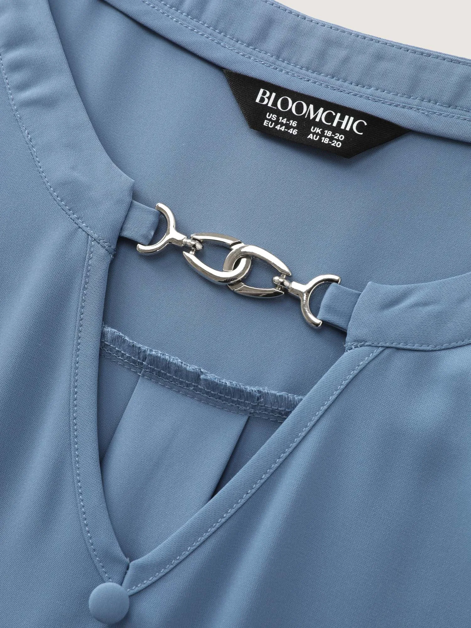 Button Detail Metal Loop Neckline Blouse sold by Bloomchic product image thumbnail 5