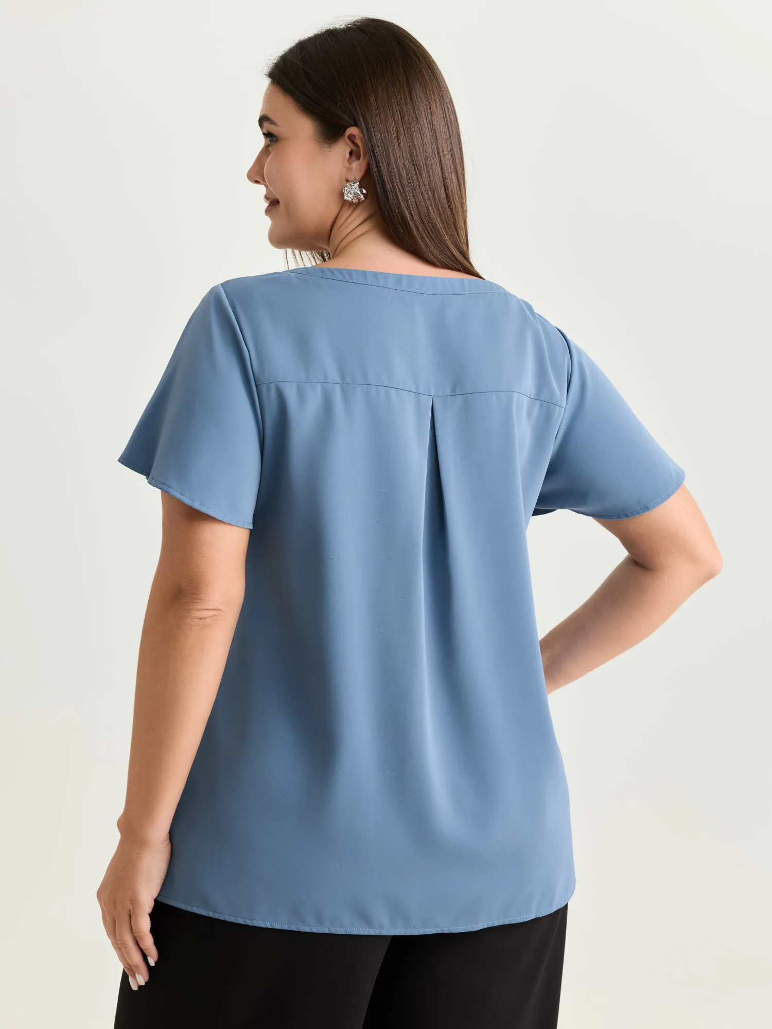 Button Detail Metal Loop Neckline Blouse sold by Bloomchic product image thumbnail 4