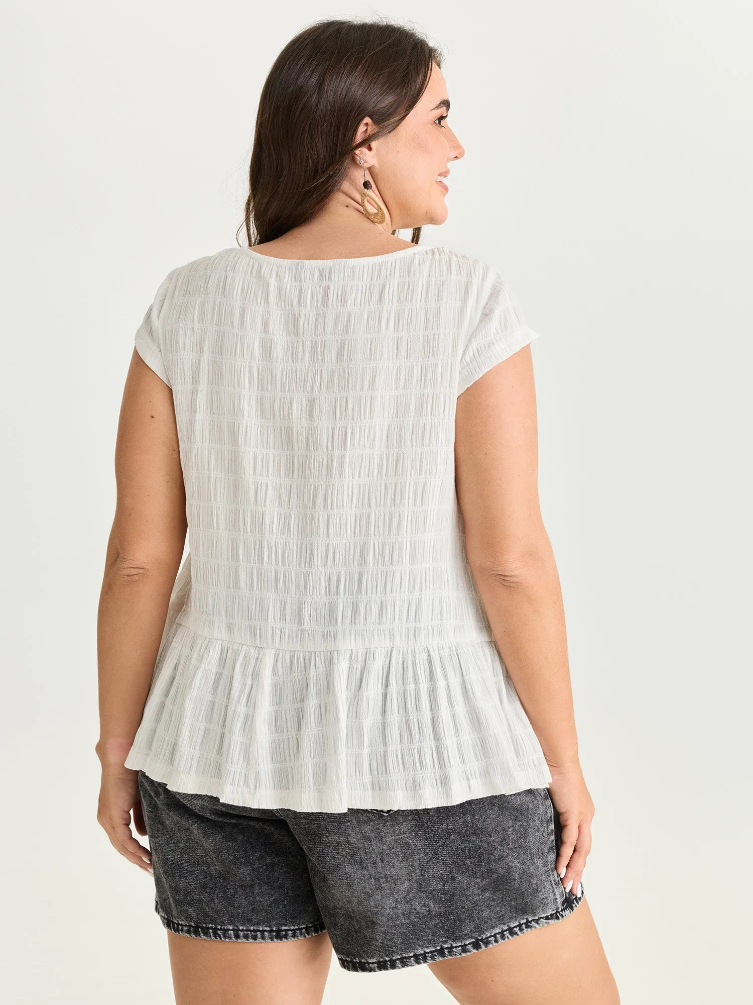 Lace Trim Sheer Ruffled Hem Blouse sold by Bloomchic product image thumbnail 4