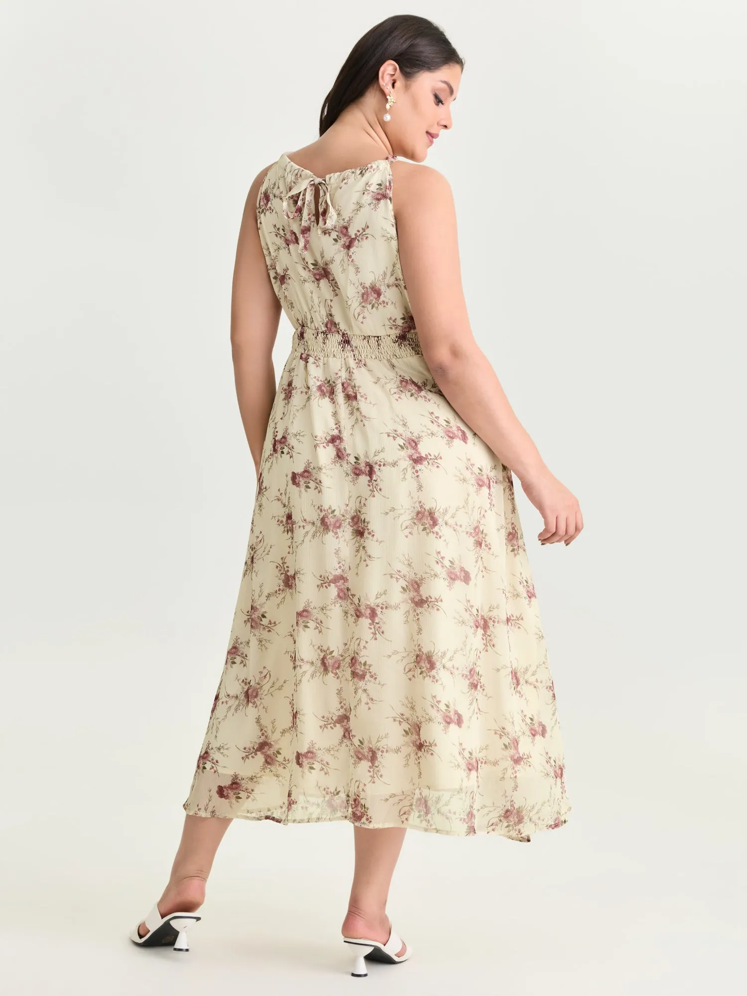 Romantic Floral Print Halter Neckline Maxi Dress sold by Bloomchic product image thumbnail 3