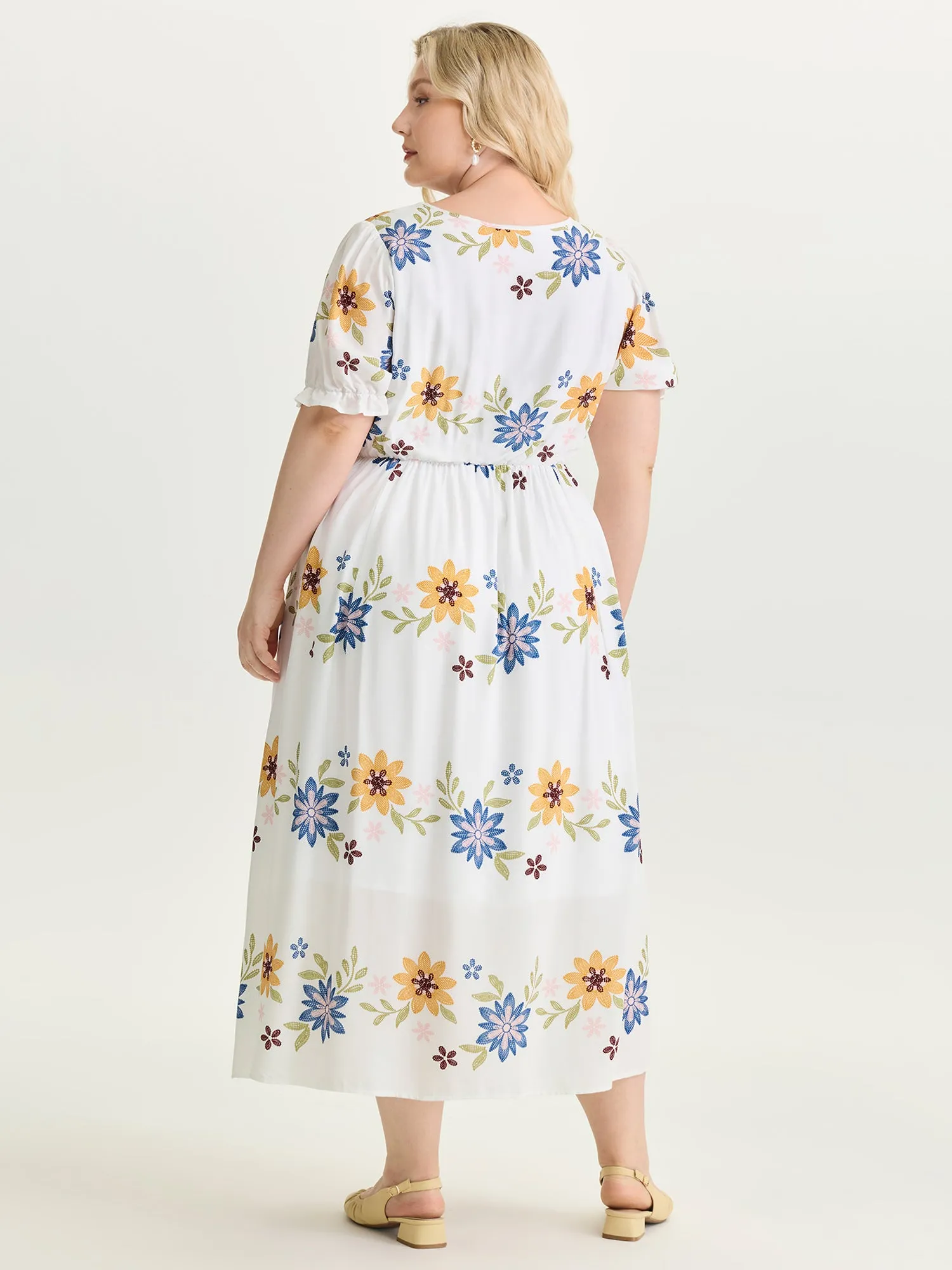 Large Floral Print Fit And Flare Midi Dress sold by Bloomchic product image thumbnail 4