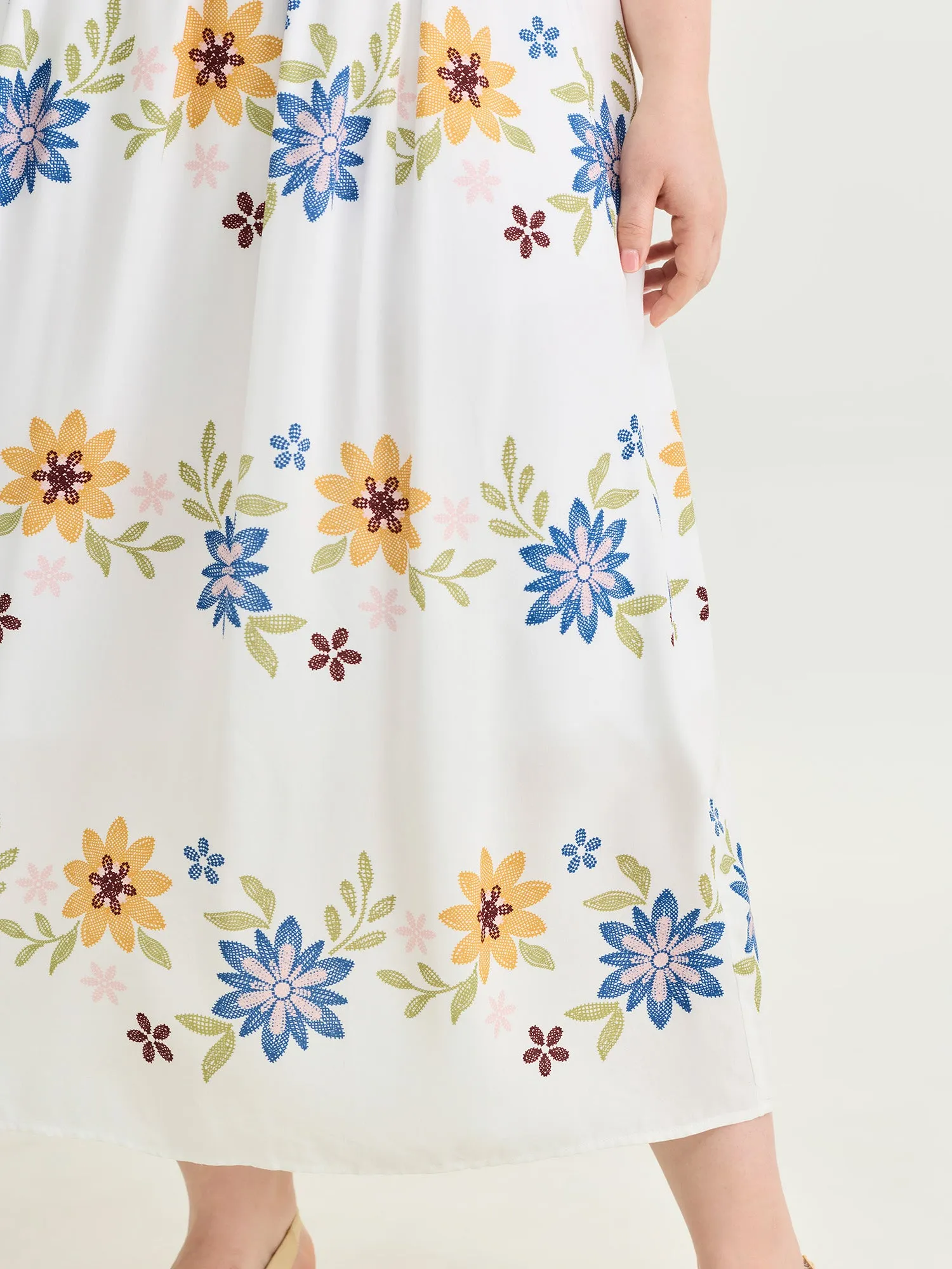 Large Floral Print Fit And Flare Midi Dress sold by Bloomchic product image thumbnail 3