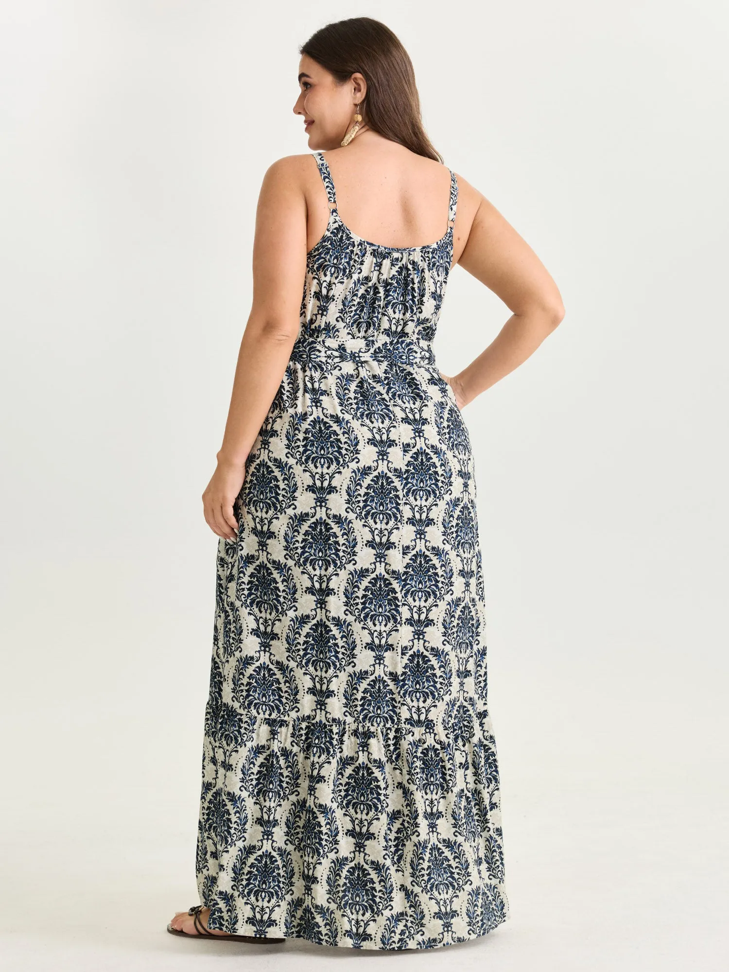 Supersoft Damask Print Waist-Tie Maxi Dress sold by Bloomchic product image thumbnail 4