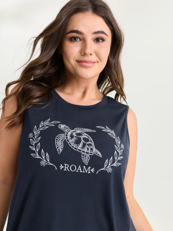 Supersoft Roam Freely Round Neck Tank Top made by Bloomchic