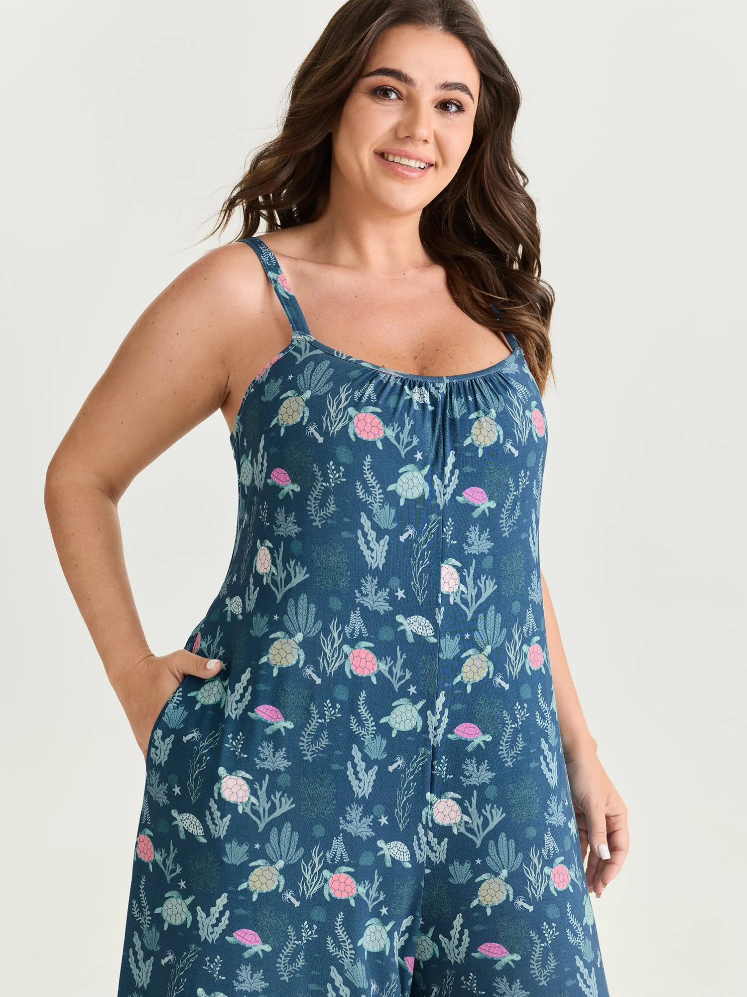 Supersoft Turtle Print Lounge Jumpsuit sold by Bloomchic product image thumbnail 2