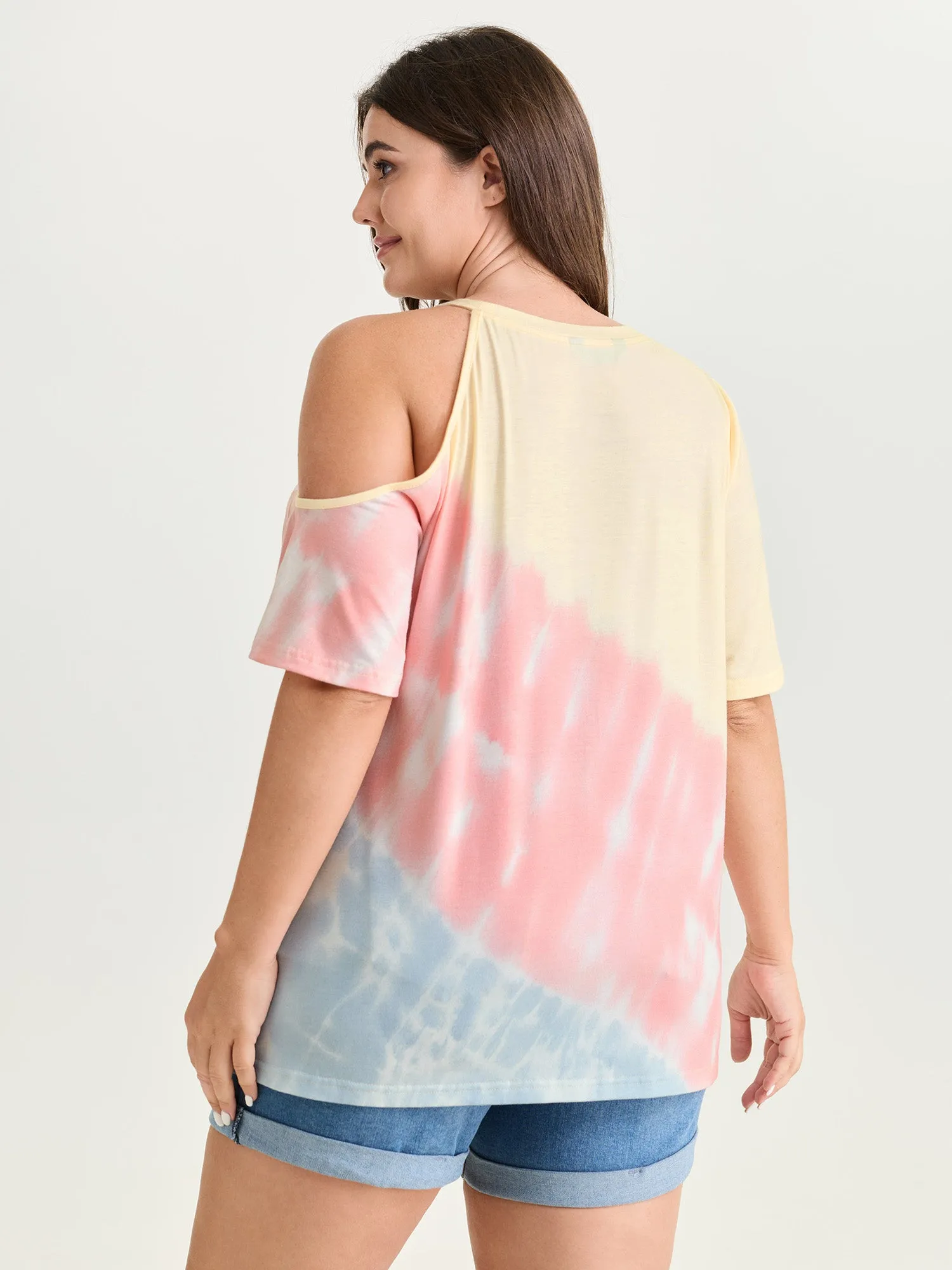 Supersoft Color Gradient Cut-Out Shoulder T-Shirt sold by Bloomchic product image thumbnail 4