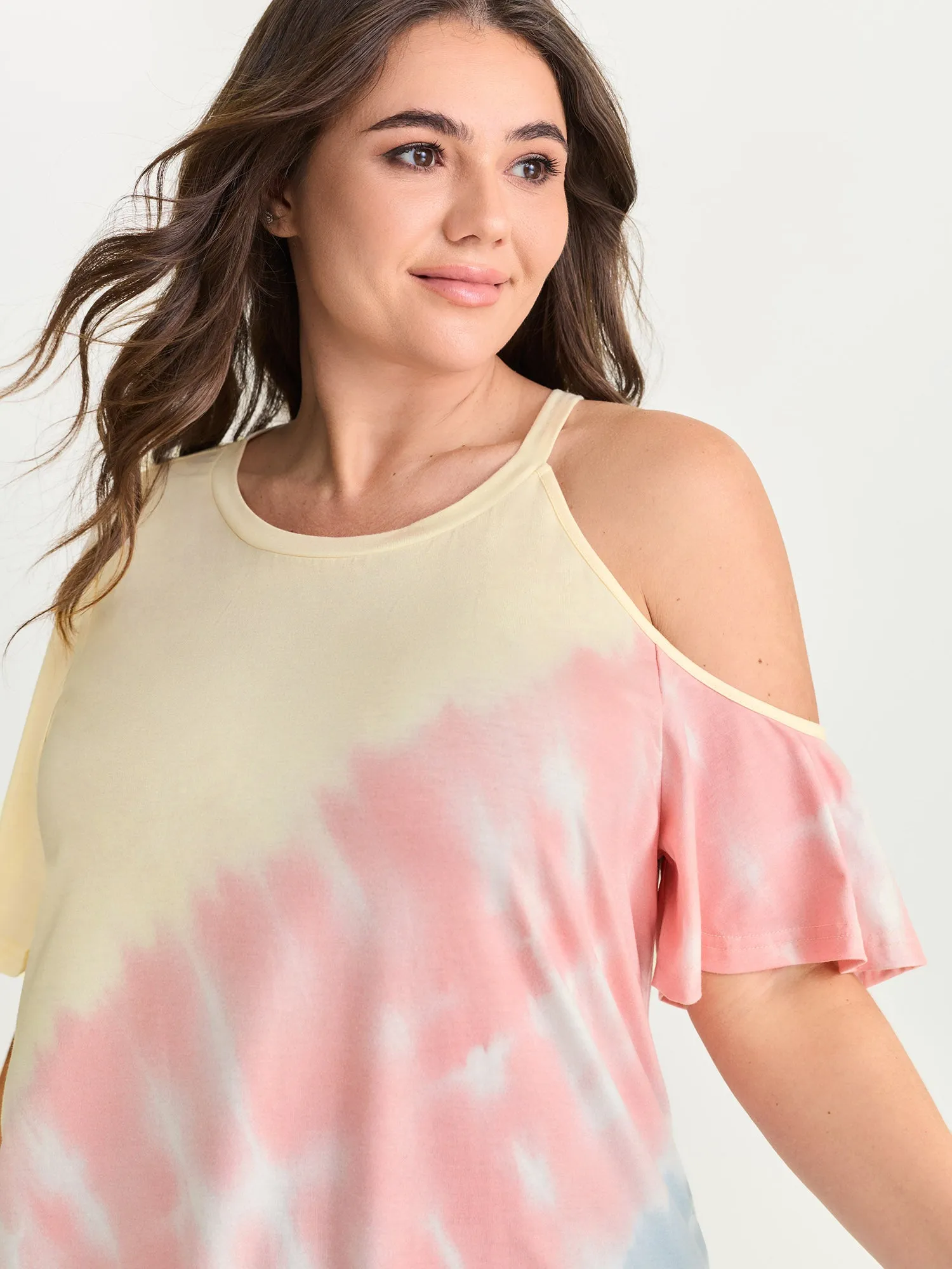 Supersoft Color Gradient Cut-Out Shoulder T-Shirt sold by Bloomchic product image thumbnail 2