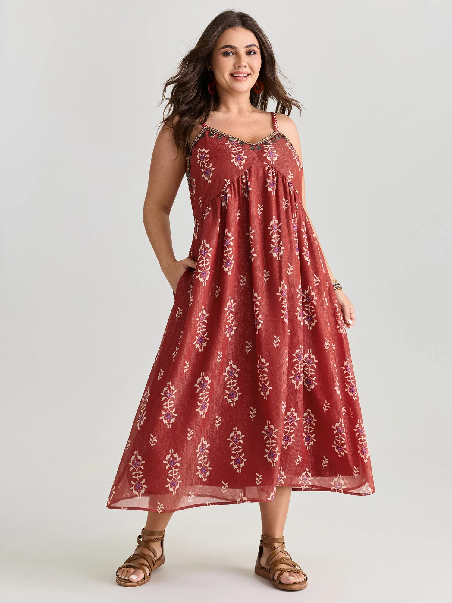 Geometric Print Tassel Cami Maxi Dress sold by Bloomchic product image thumbnail 3