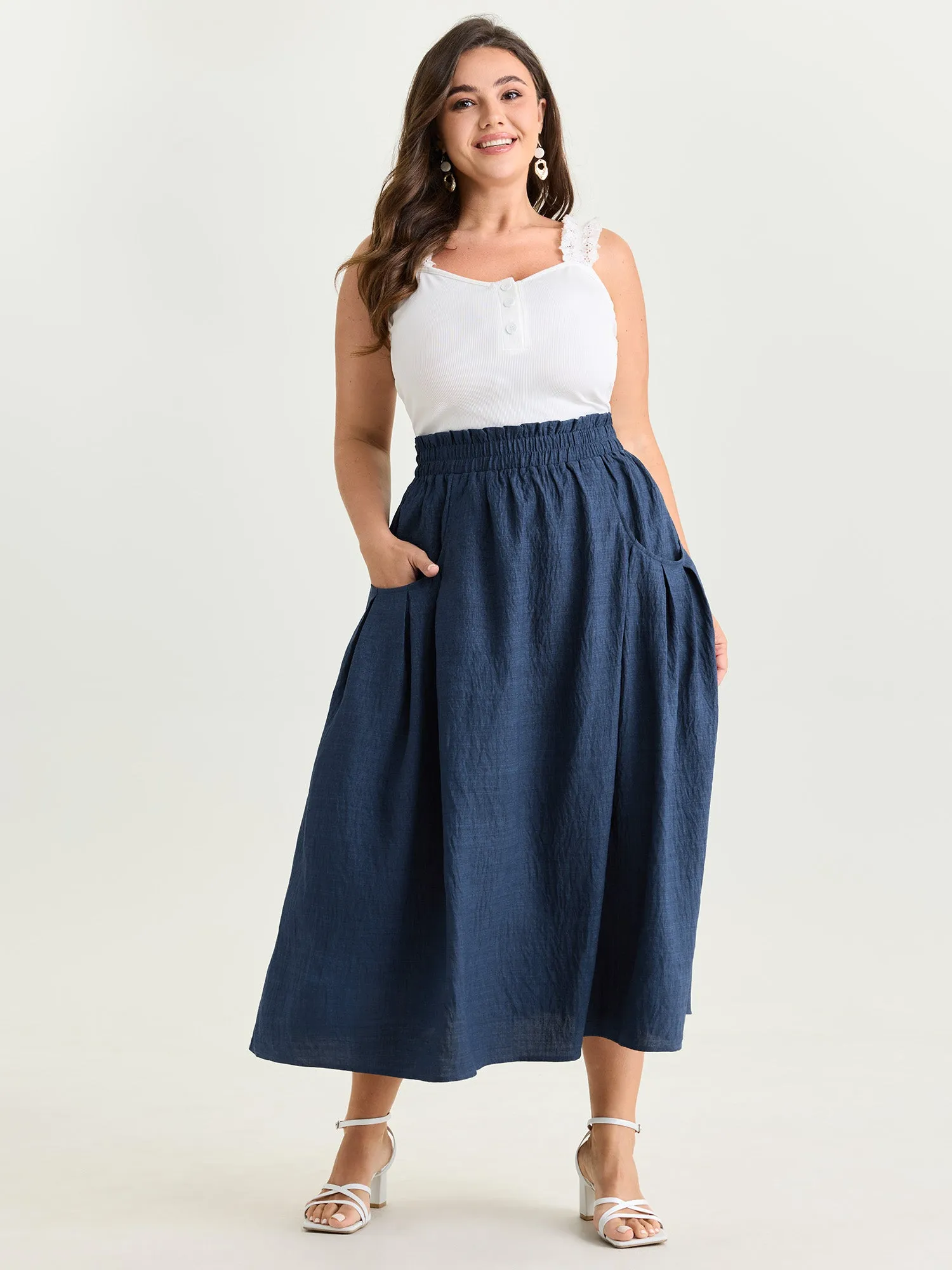 Drop Pockets Pleated Maxi Skirt sold by Bloomchic