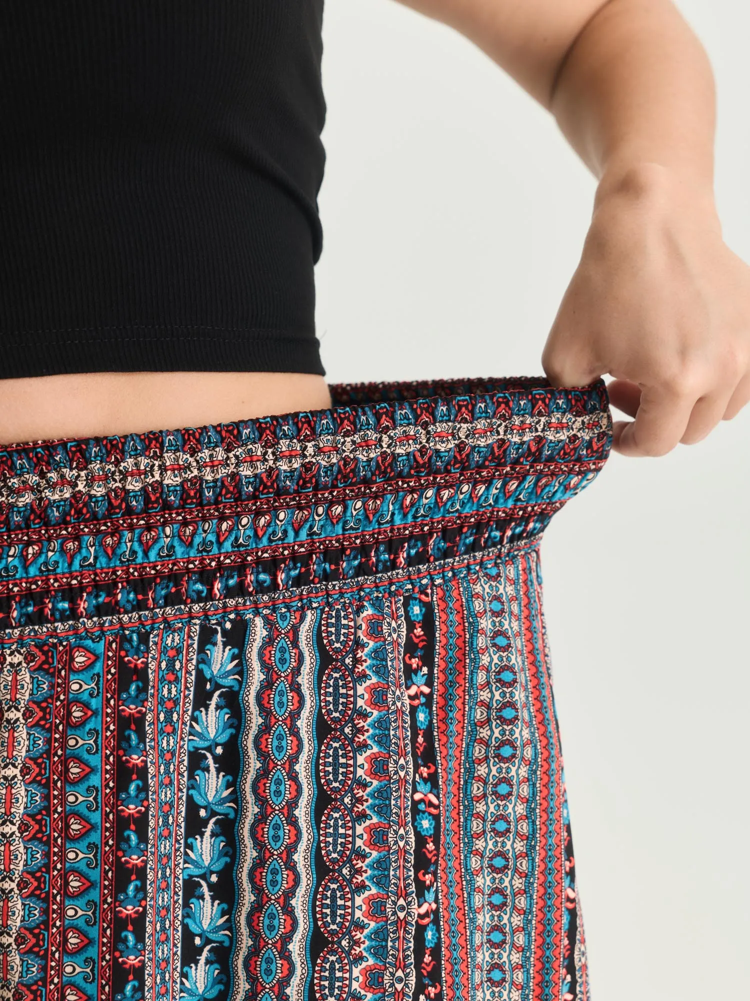 Shirred Colorful Asymmetric Hem Pants sold by Bloomchic product image thumbnail 4