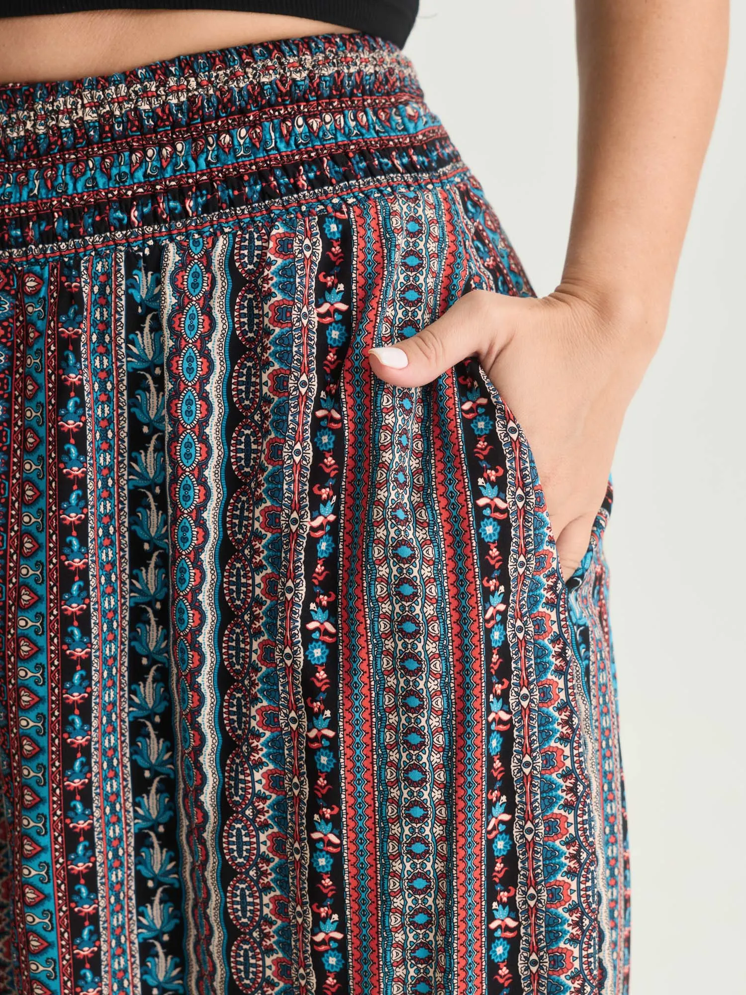 Shirred Colorful Asymmetric Hem Pants sold by Bloomchic product image thumbnail 3