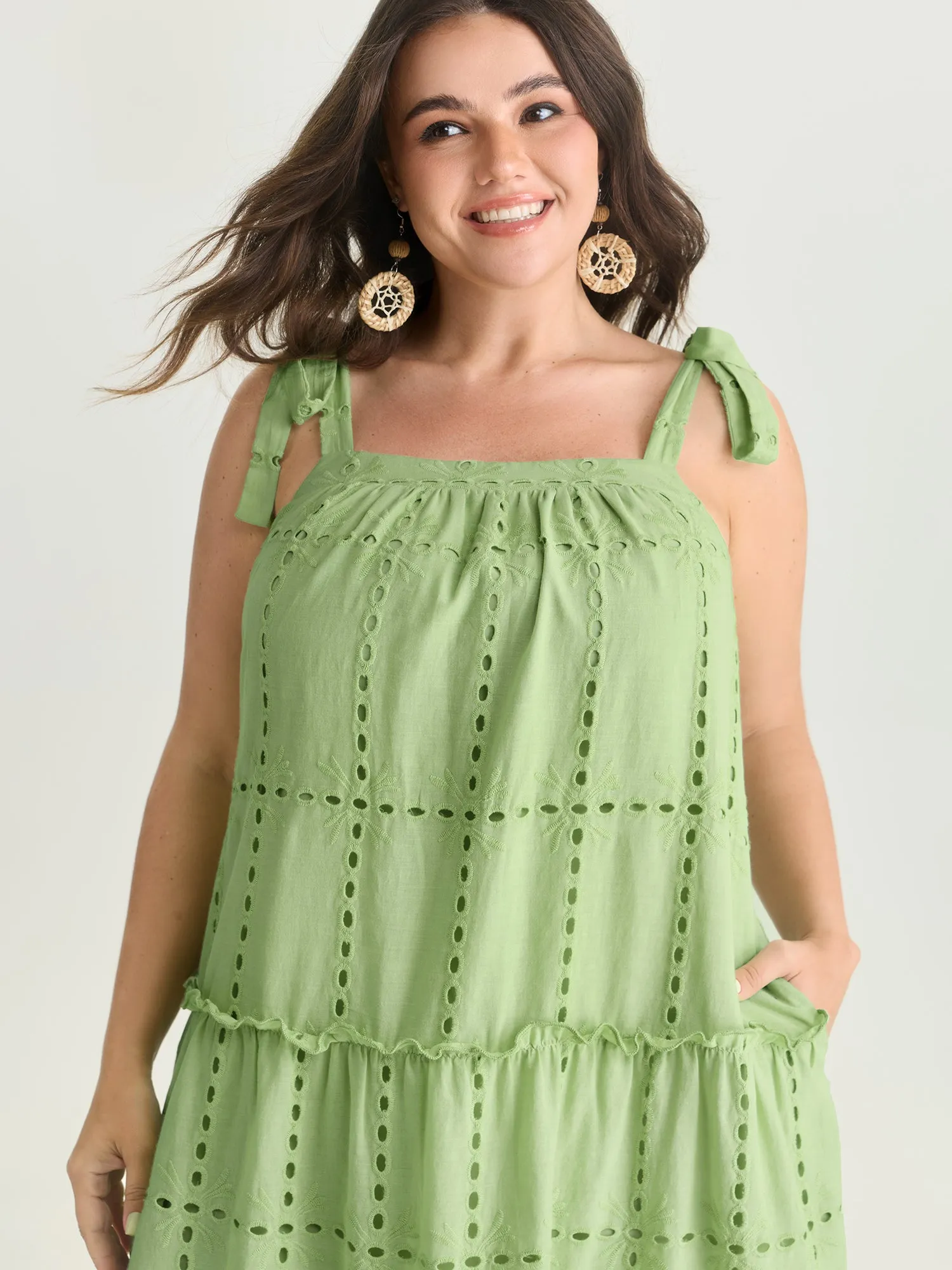 Cut Out Textured Shoulder Ties Midi Dress sold by Bloomchic product image thumbnail 2