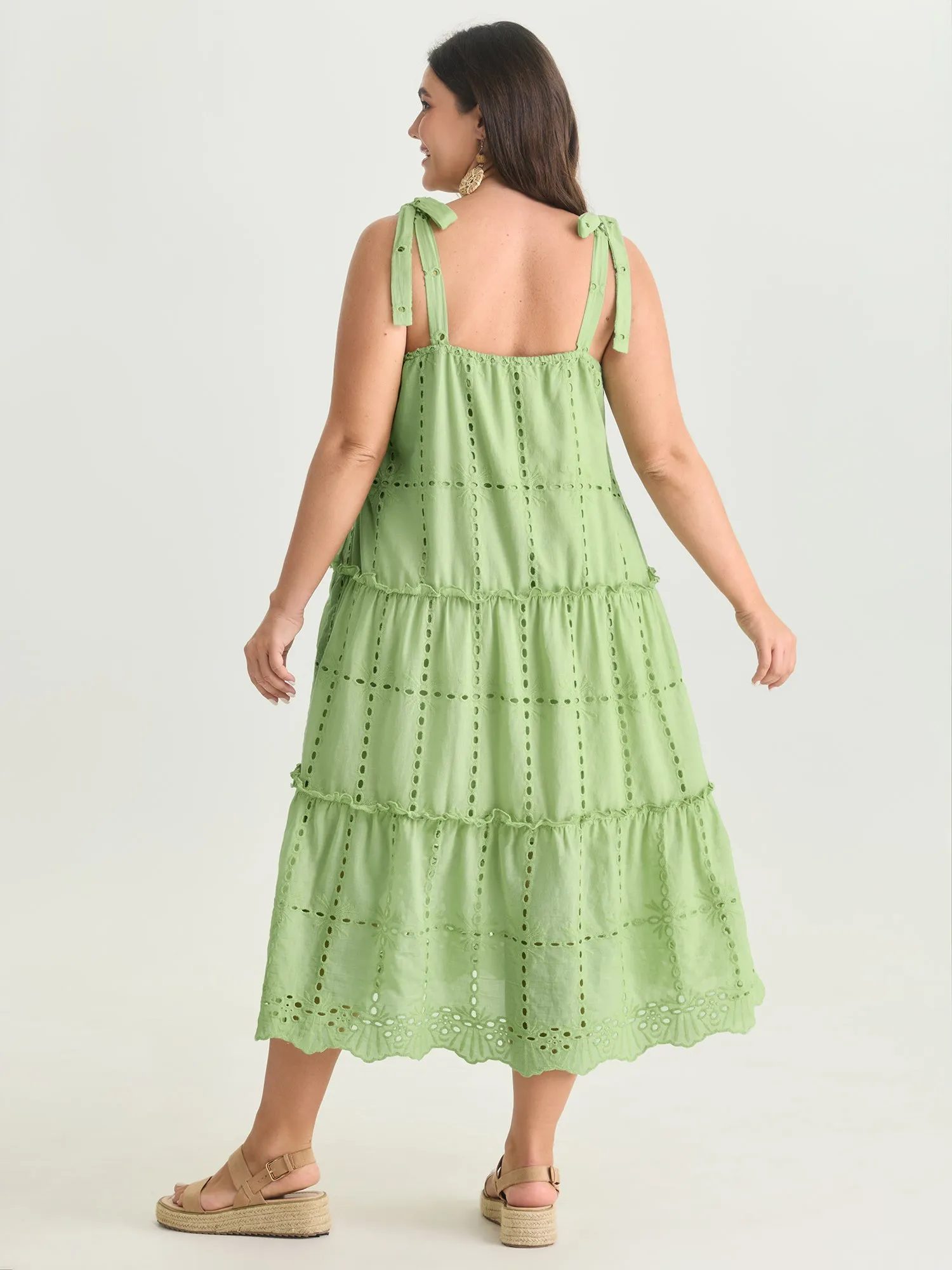 Cut Out Textured Shoulder Ties Midi Dress sold by Bloomchic product image thumbnail 4