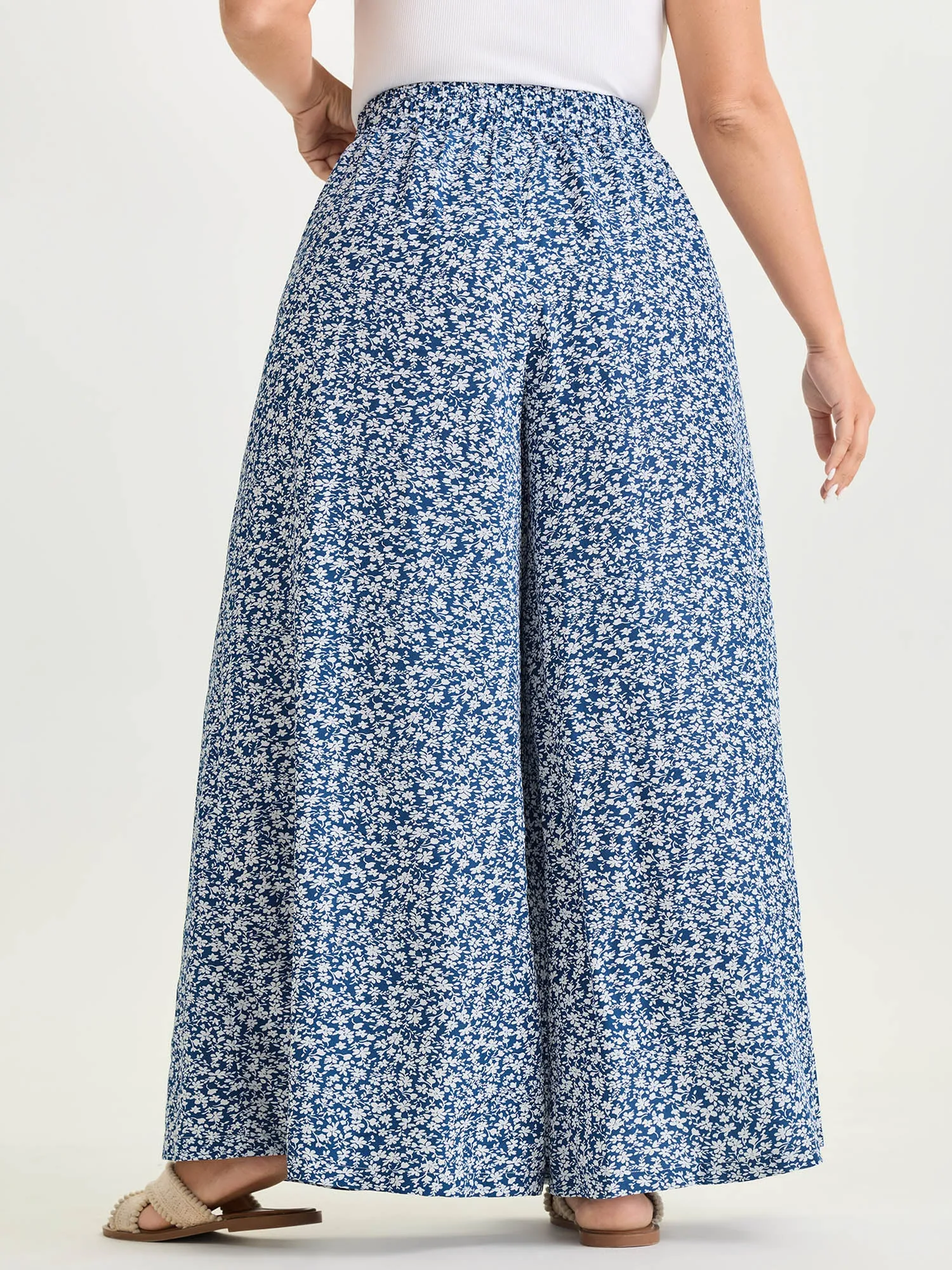 Micro Floral Print Wide-Leg Pants sold by Bloomchic product image thumbnail 5