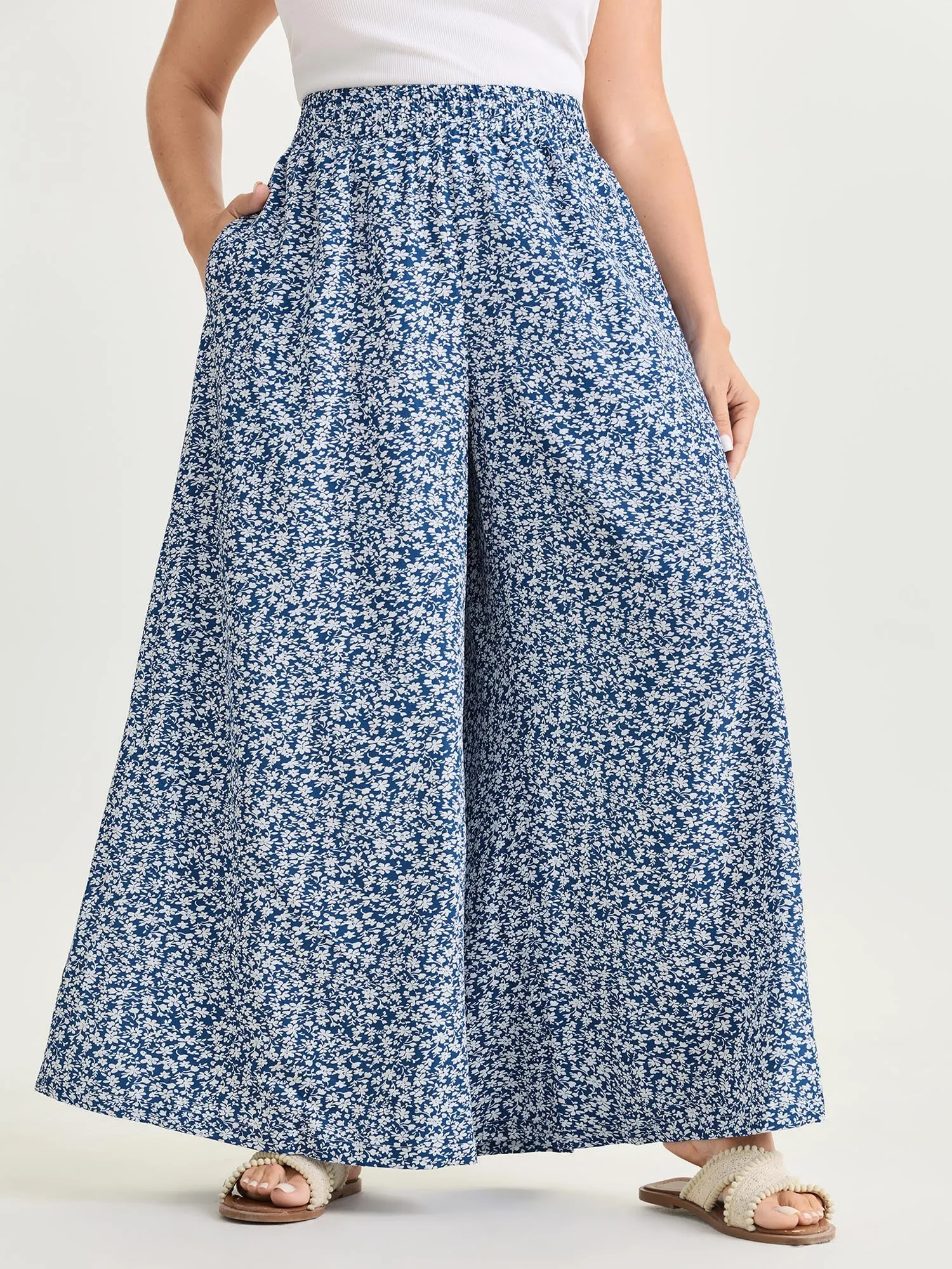 Micro Floral Print Wide-Leg Pants sold by Bloomchic product image thumbnail 2